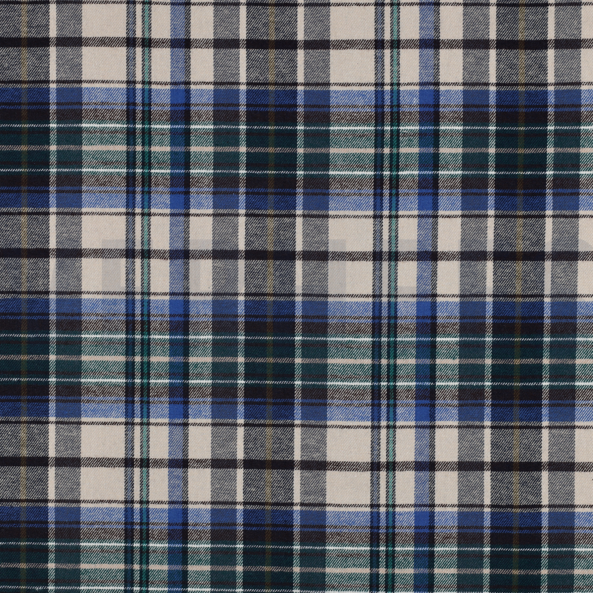 BAUMWOLLE GARNGEFÄRBT ANGERAUT KAROS BLAU (high resolution)