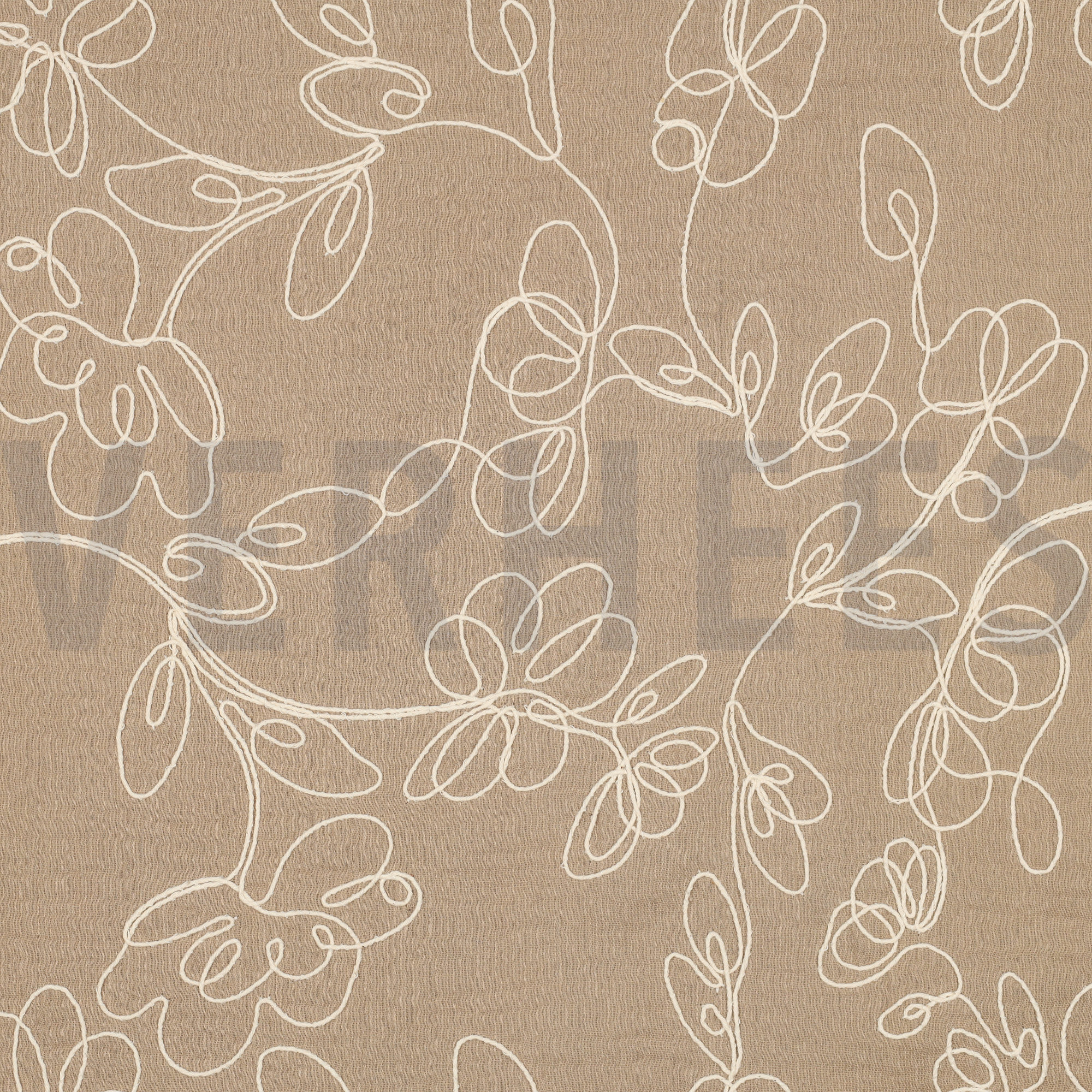 DOUBLE GAUZE EMBROIDERY BLOEMEN BEIGE (high resolution)