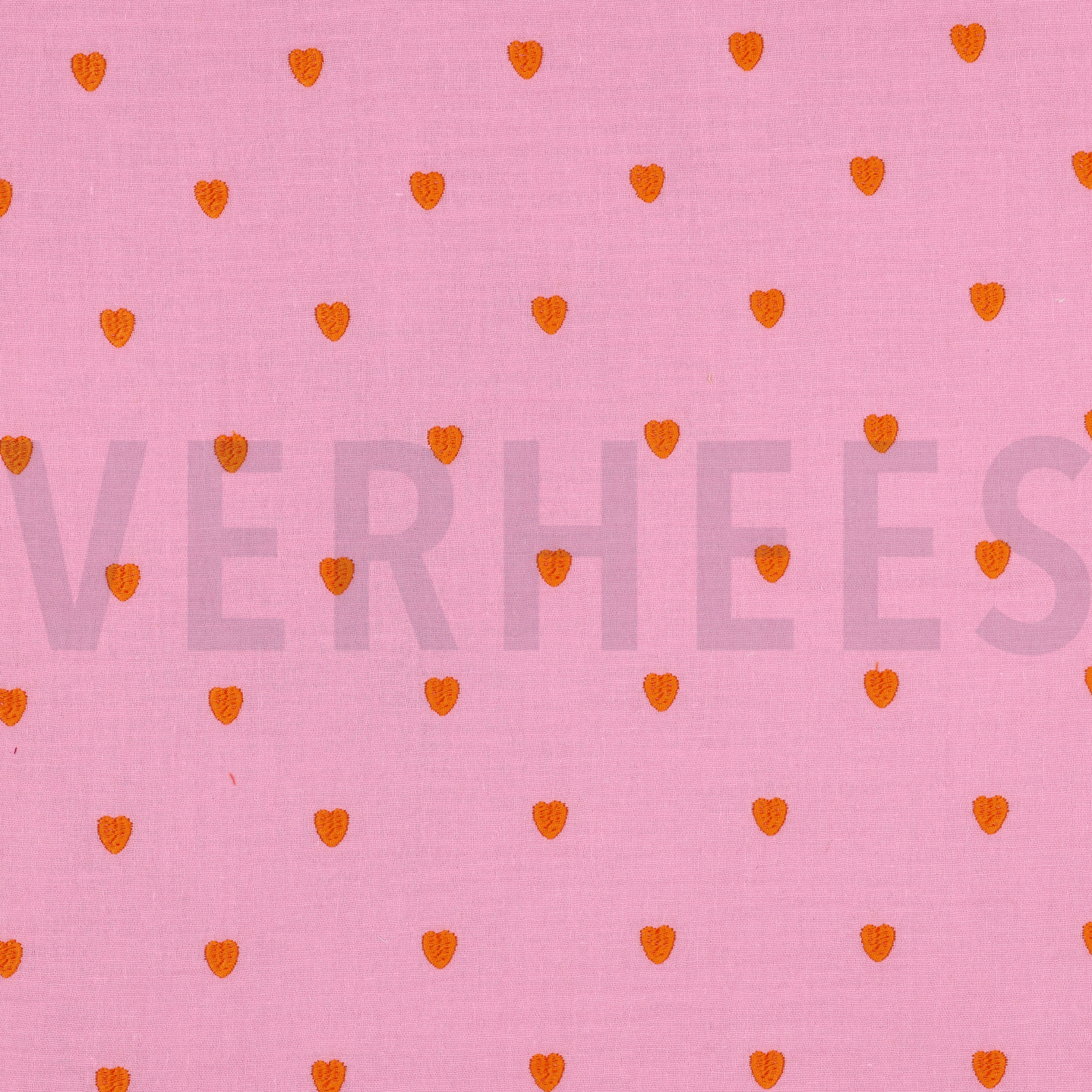 DOUBLE GAUZE EMBROIDERY NEON HARTEN ROZE (high resolution)