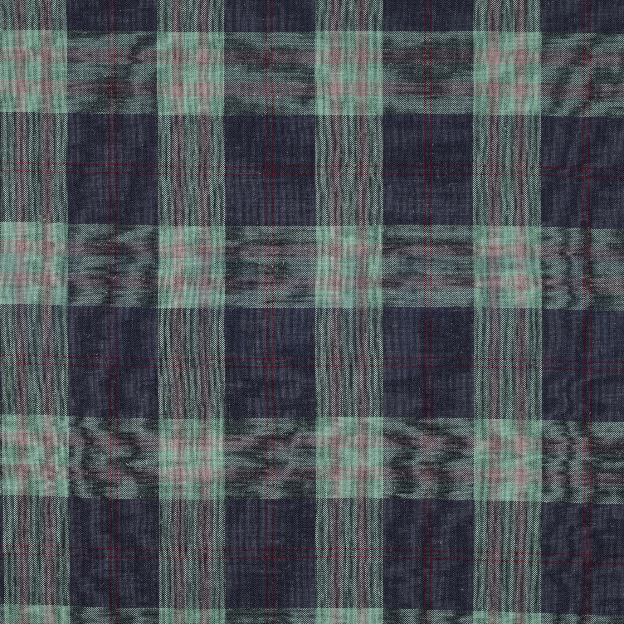 LEINEN VISKOSE GARNGEFÄRBTE KAROS GRÜN (high resolution)