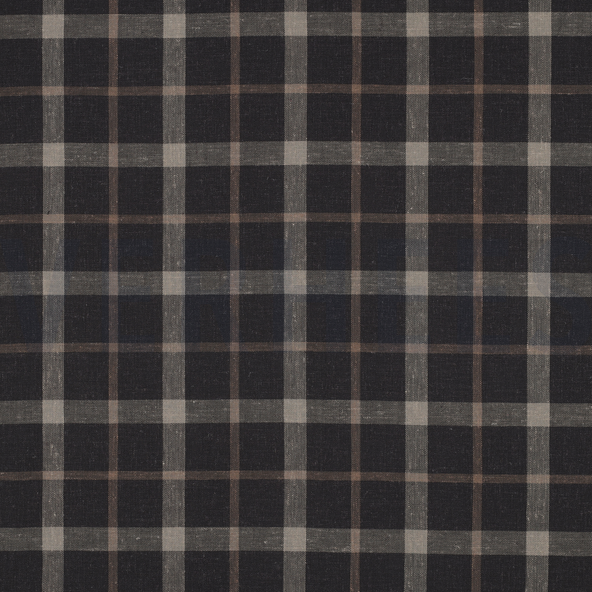 LINNEN VISCOSE GARENGEVERFD RUITEN BRUIN (high resolution)