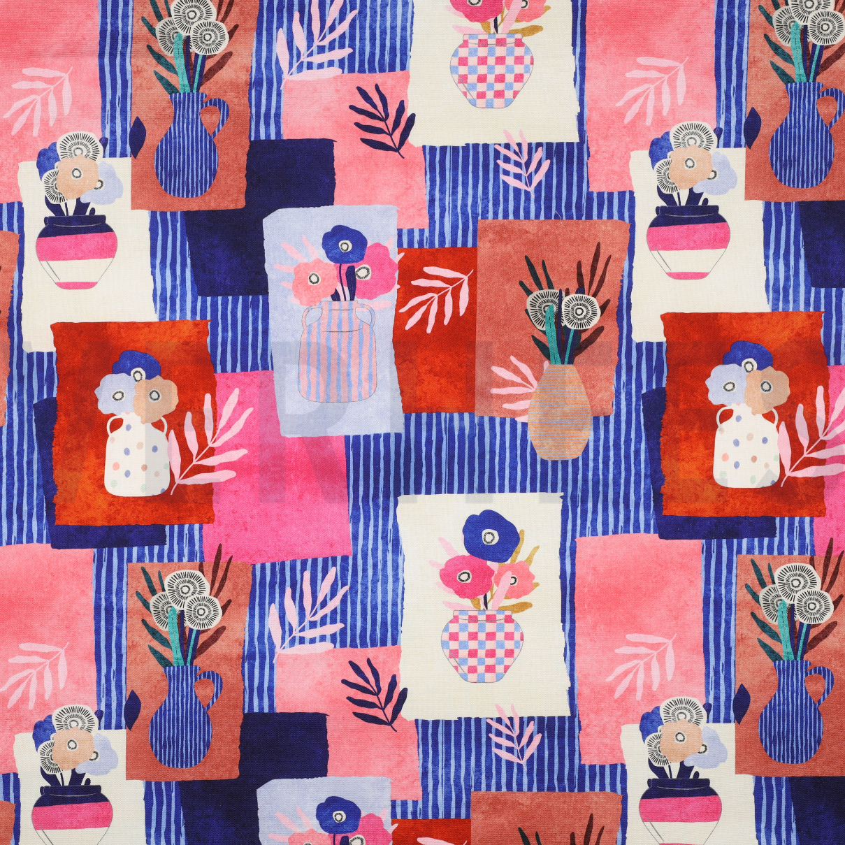 TOILE DÉCORATION DIGITAL VASES TOSSÉ NERIDA HANSEN BLEU CIEL (high resolution)