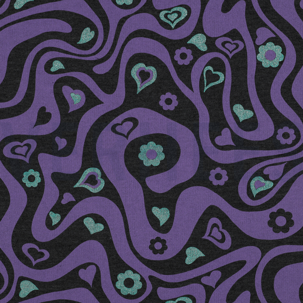 SWEAT MELIERT GLITZER RETRO BLUMEN ANTHRAZIT MELIERT (high resolution)