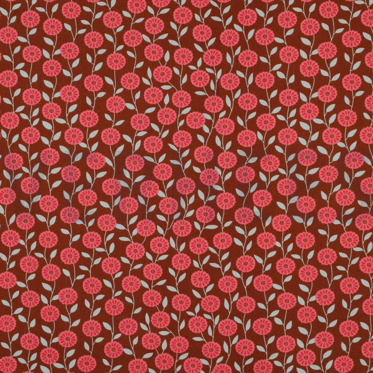 BAUMWOLLE POPELINE BLUMEN & KAROS KARAMELL (high resolution)