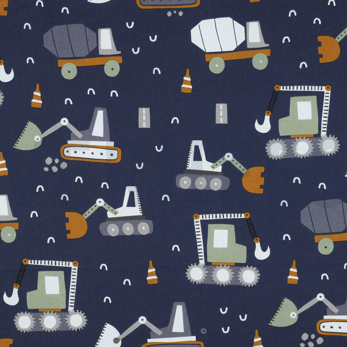KATOENEN POPLIN VOERTUIGEN MARINEBLAUW (high resolution)