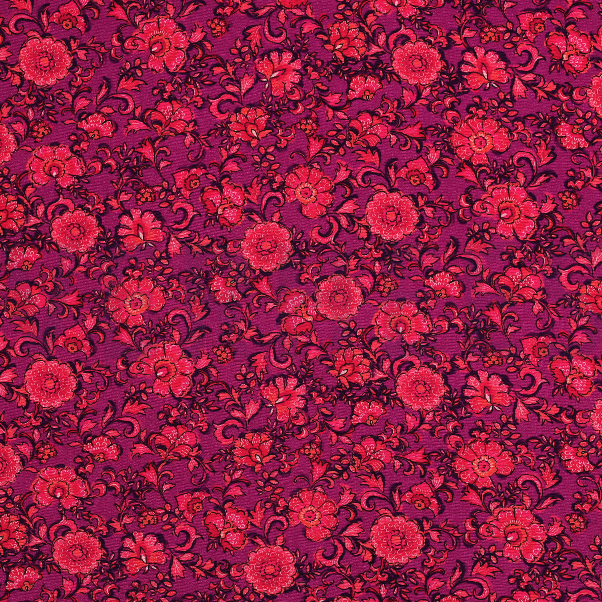 VISCOSE POPLIN STRETCH DIGITAAL BLOEMEN FUCHSIA (high resolution)