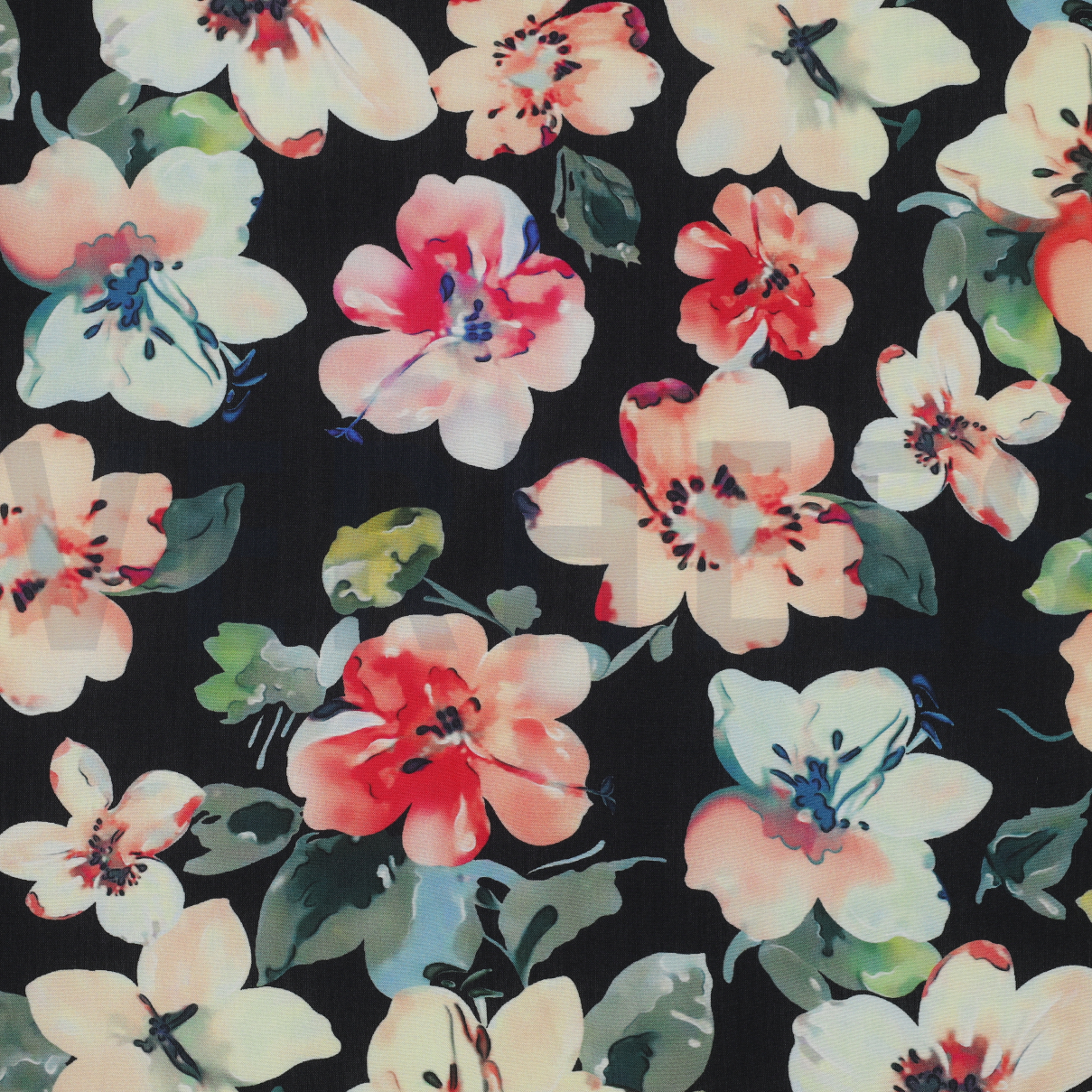 VISKOSE RADIANCE DIGITAL BLUMEN SCHWARZ (high resolution)