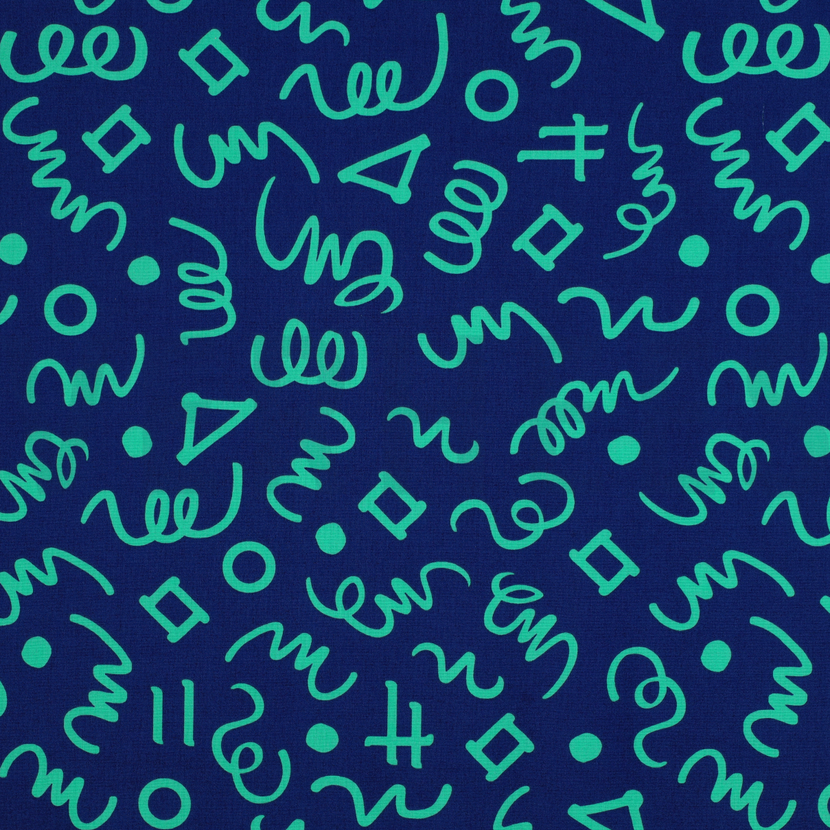 BAUMWOLLE POPELINE GEOMETRISCH MARINEBLAU/PETROL (high resolution)