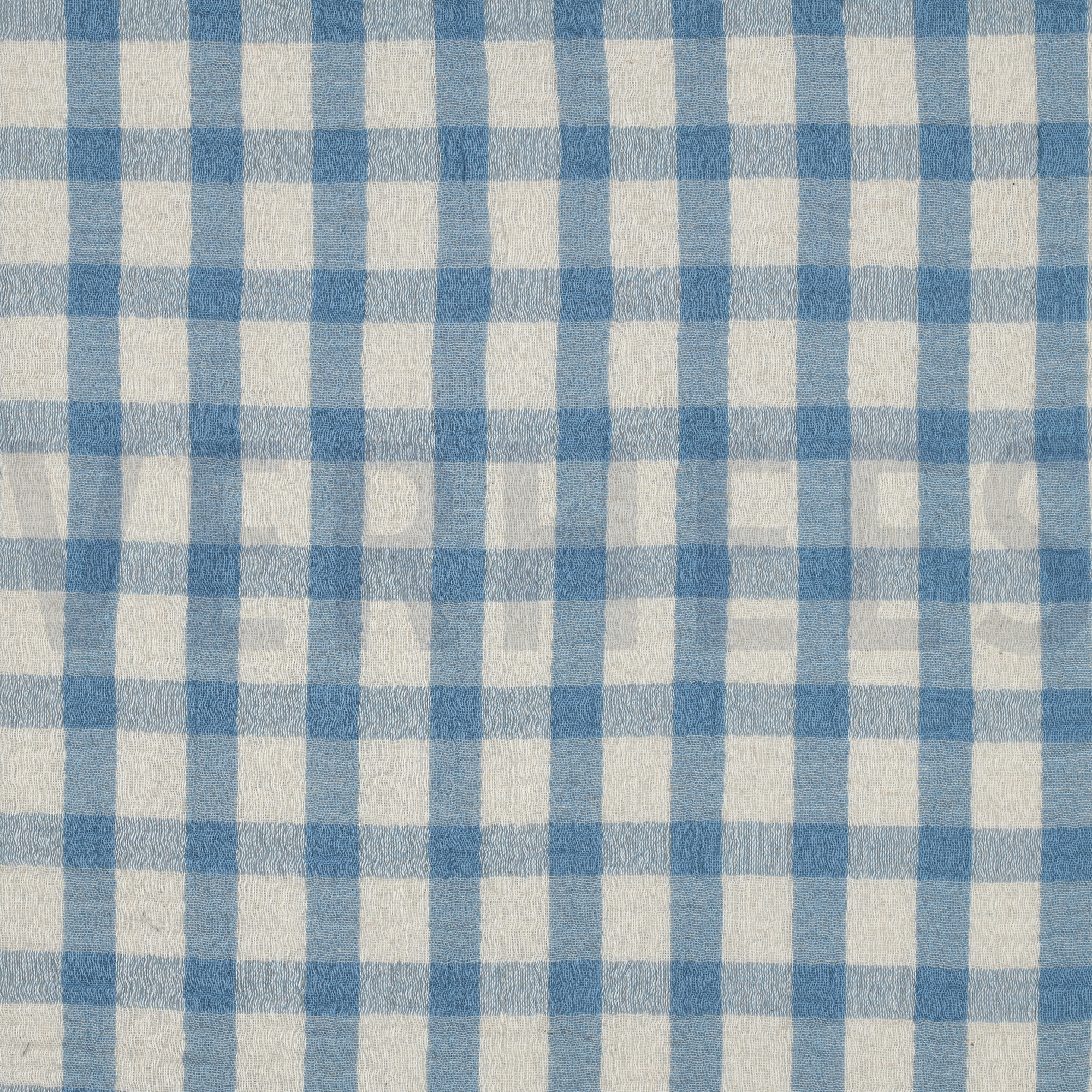 DOUBLE GAUZE LINEN YARN DYED CHECKS LIGHT BLUE / NATURAL (high resolution)