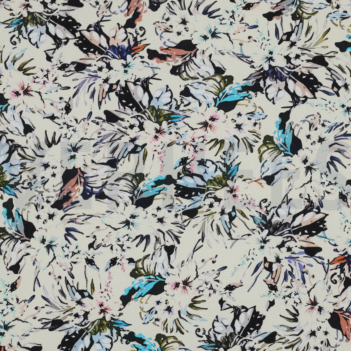 VISKOSE RADIANCE DIGITAL BLUMEN ECRU (high resolution)