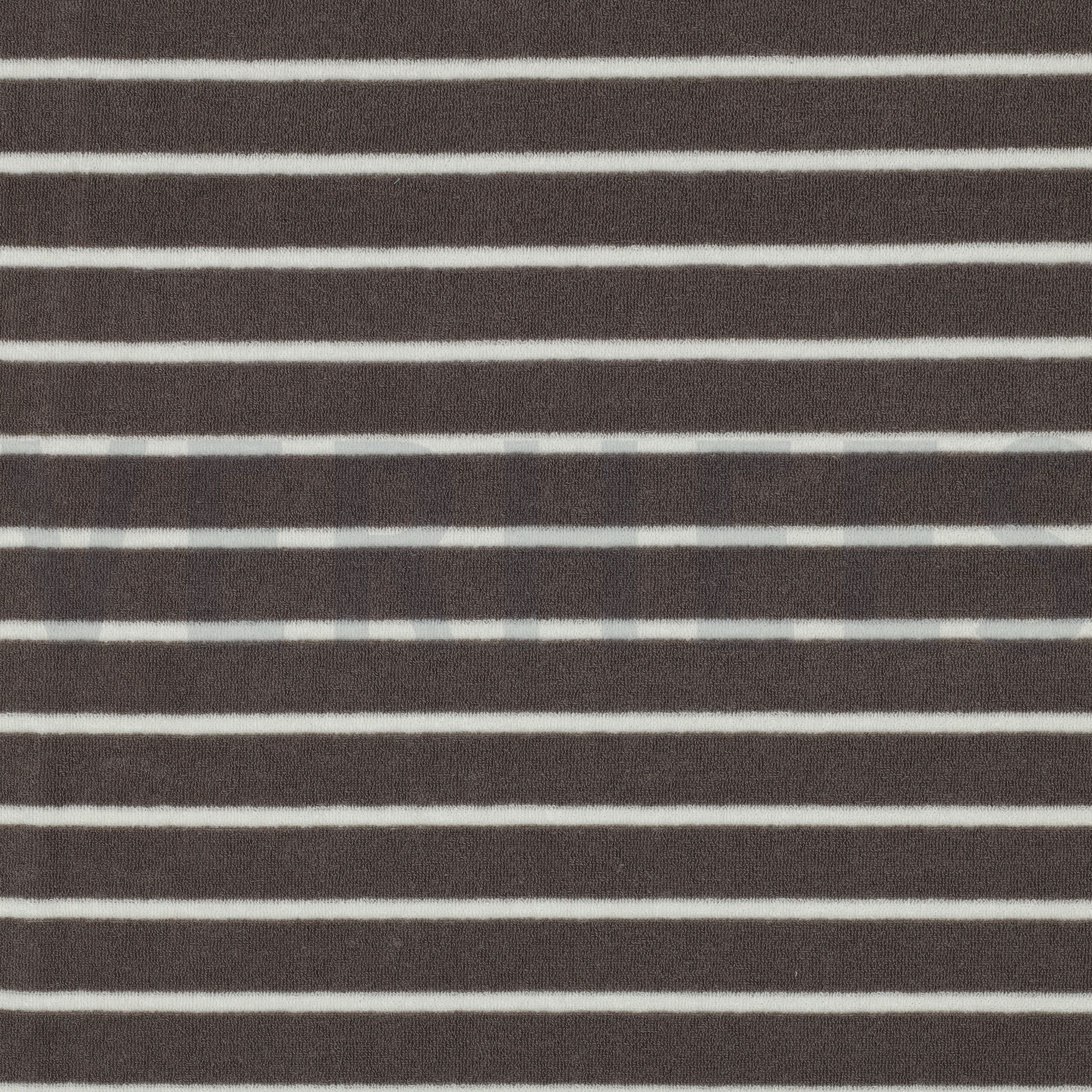 BAUMWOLLE FROTTEE GARNGEFÄRBT STREIFEN TAUPE/ECRU (high resolution)