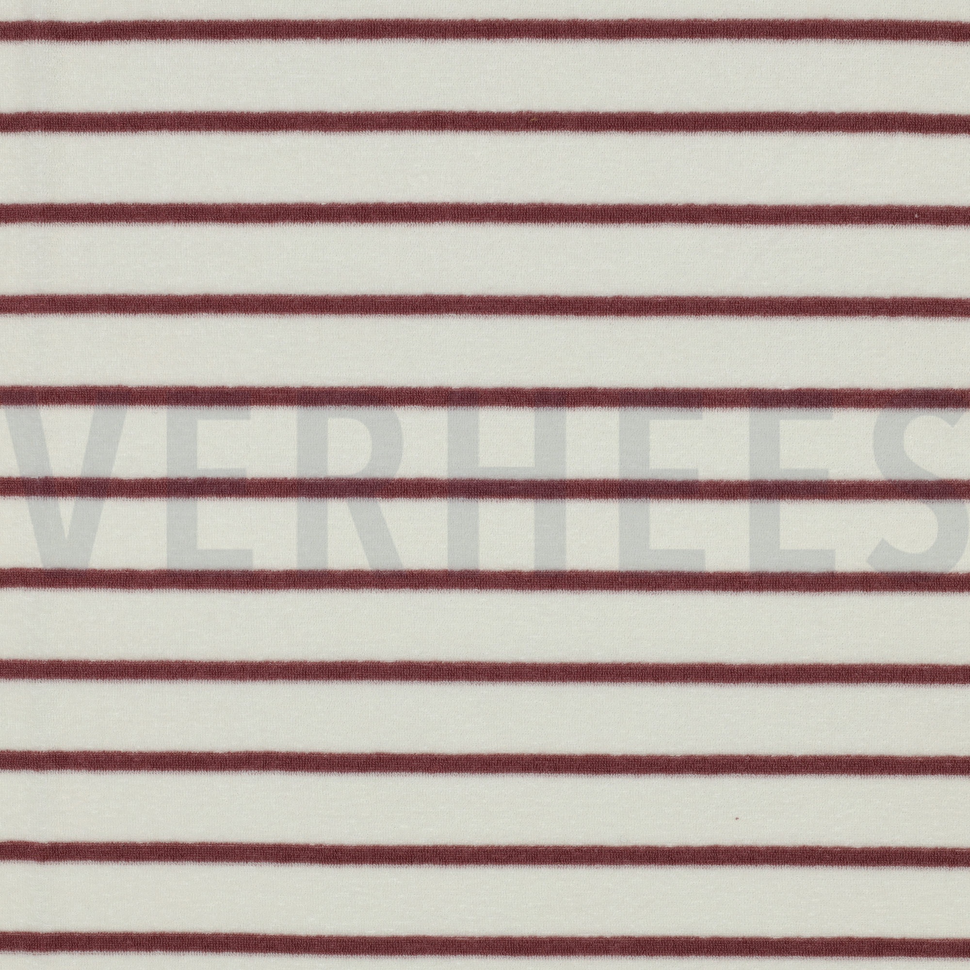 BAUMWOLLE FROTTEE GARNGEFÄRBT STREIFEN ECRU/MAUVE (high resolution)