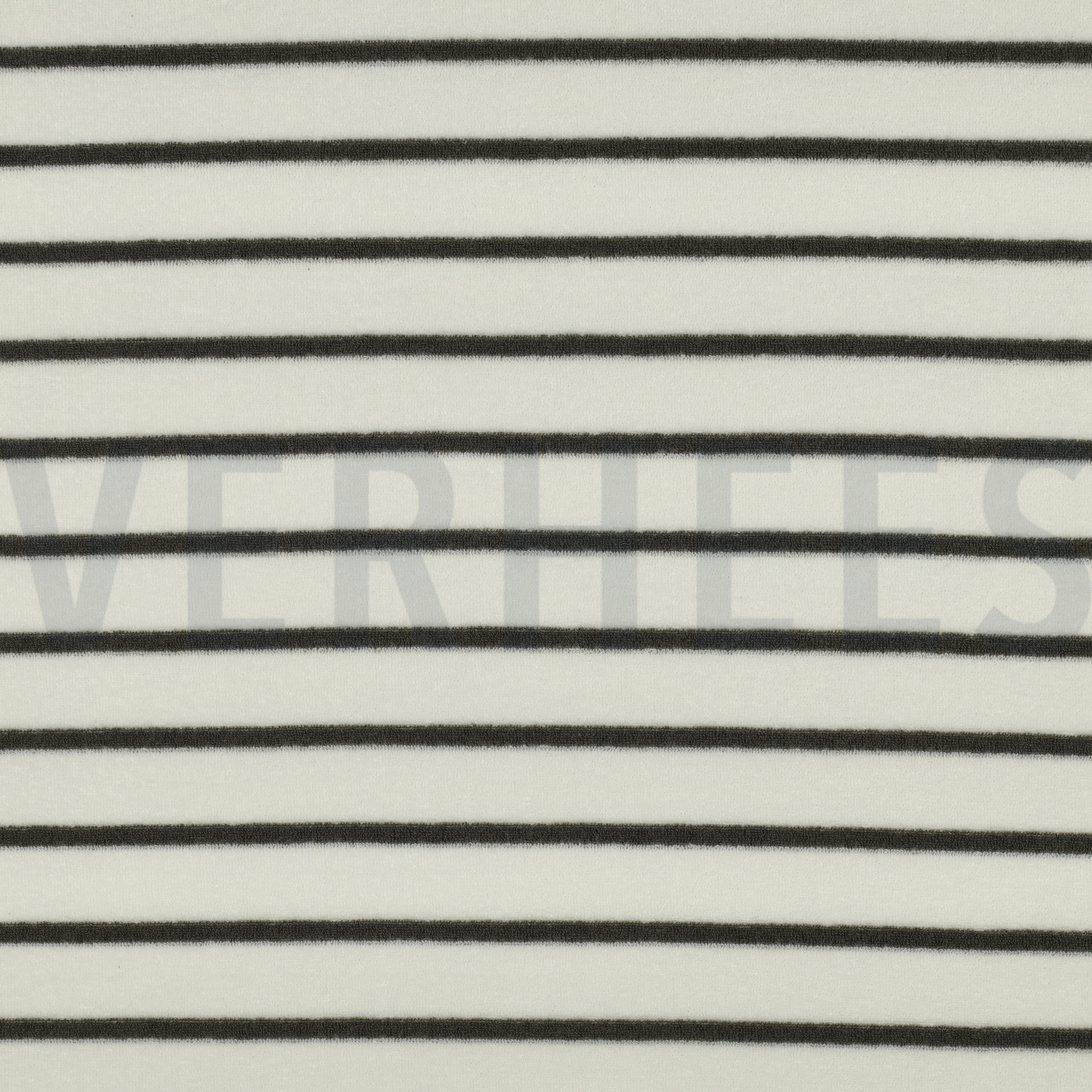 BAUMWOLLE FROTTEE GARNGEFÄRBT STREIFEN ECRU/ARMYGRÜN (high resolution)