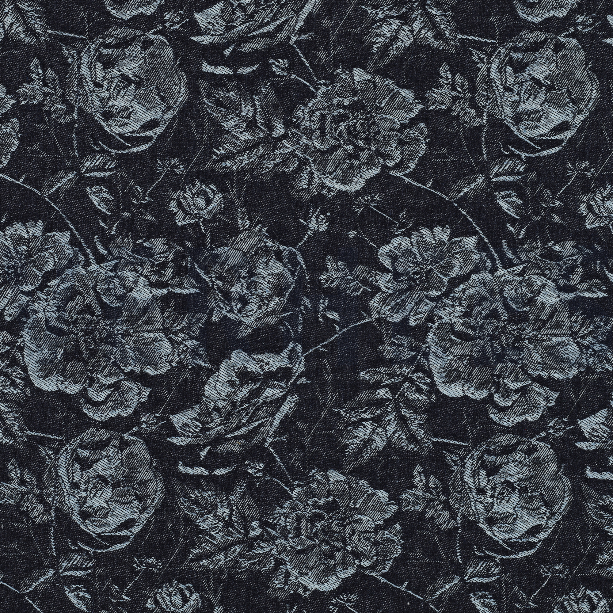 DENIM JACQUARD BLUMEN JEANSBLAU (high resolution)