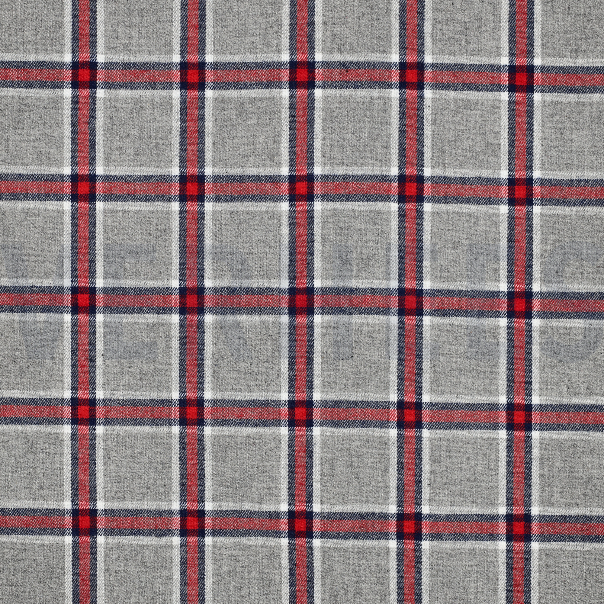 BAUMWOLLE GARNGEFÄRBT ANGERAUT KAROS GRAU (high resolution)