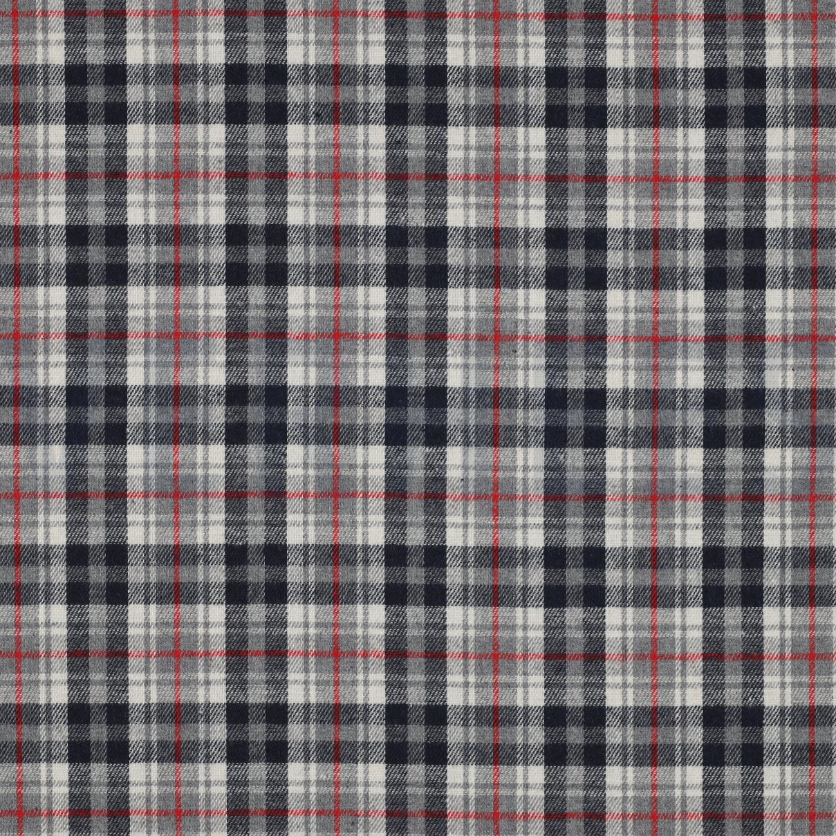 GEBORSTELDE MANTELSTOF GARENGEVERFD DONKERBLAUW/ÉCRU/ROOD (high resolution)