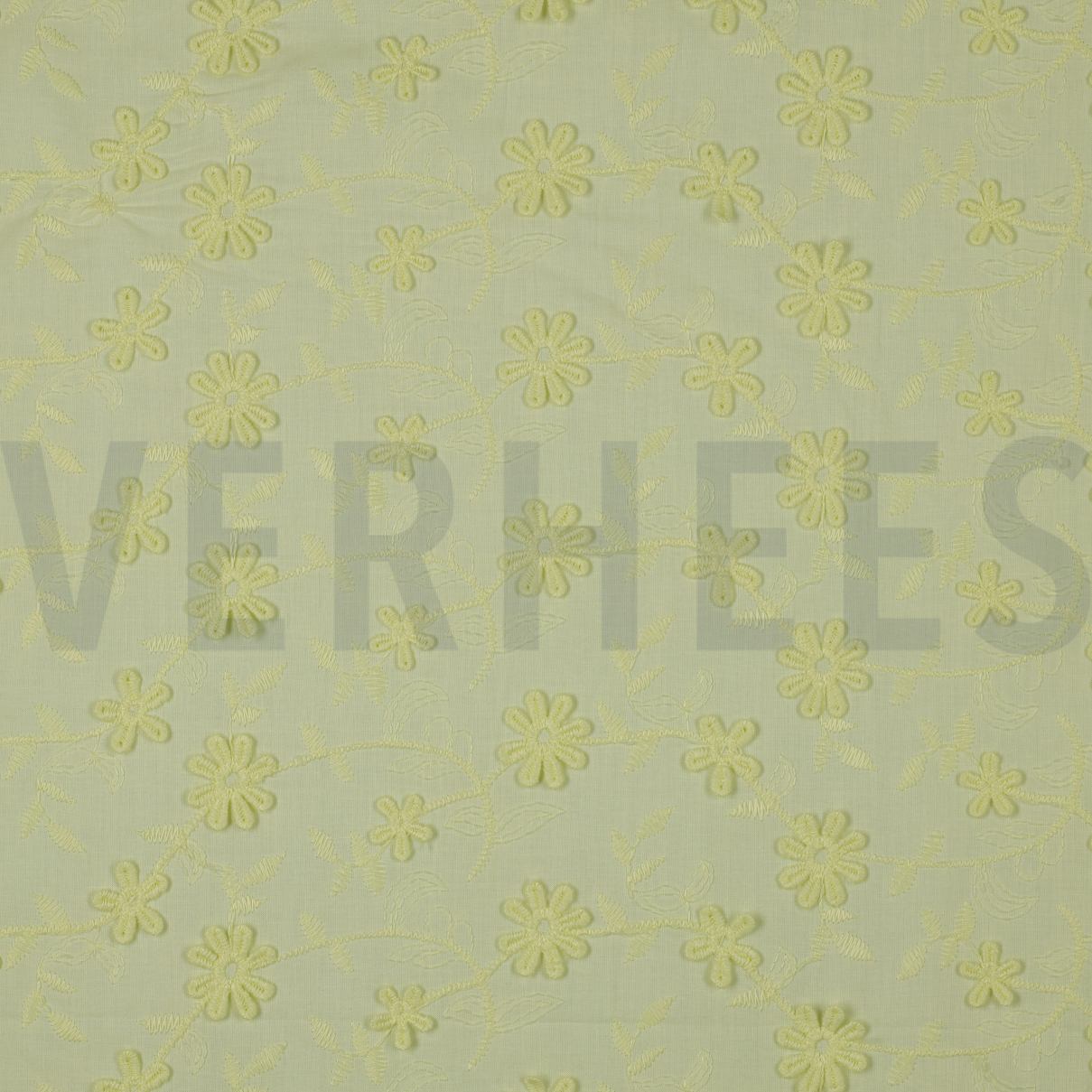 KATOEN VOILE EMBROIDERY BLOEMEN GEEL (high resolution)