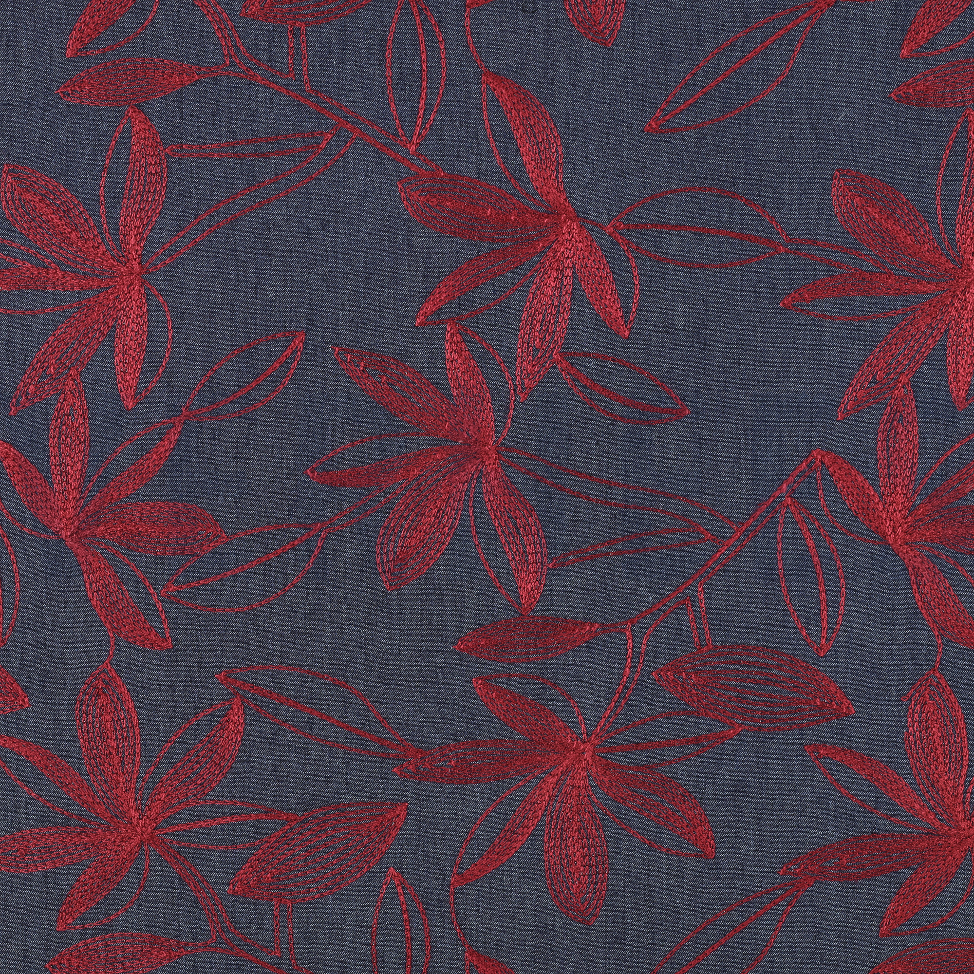 DENIM BRODERIE FLEURS BORDEAUX (high resolution)