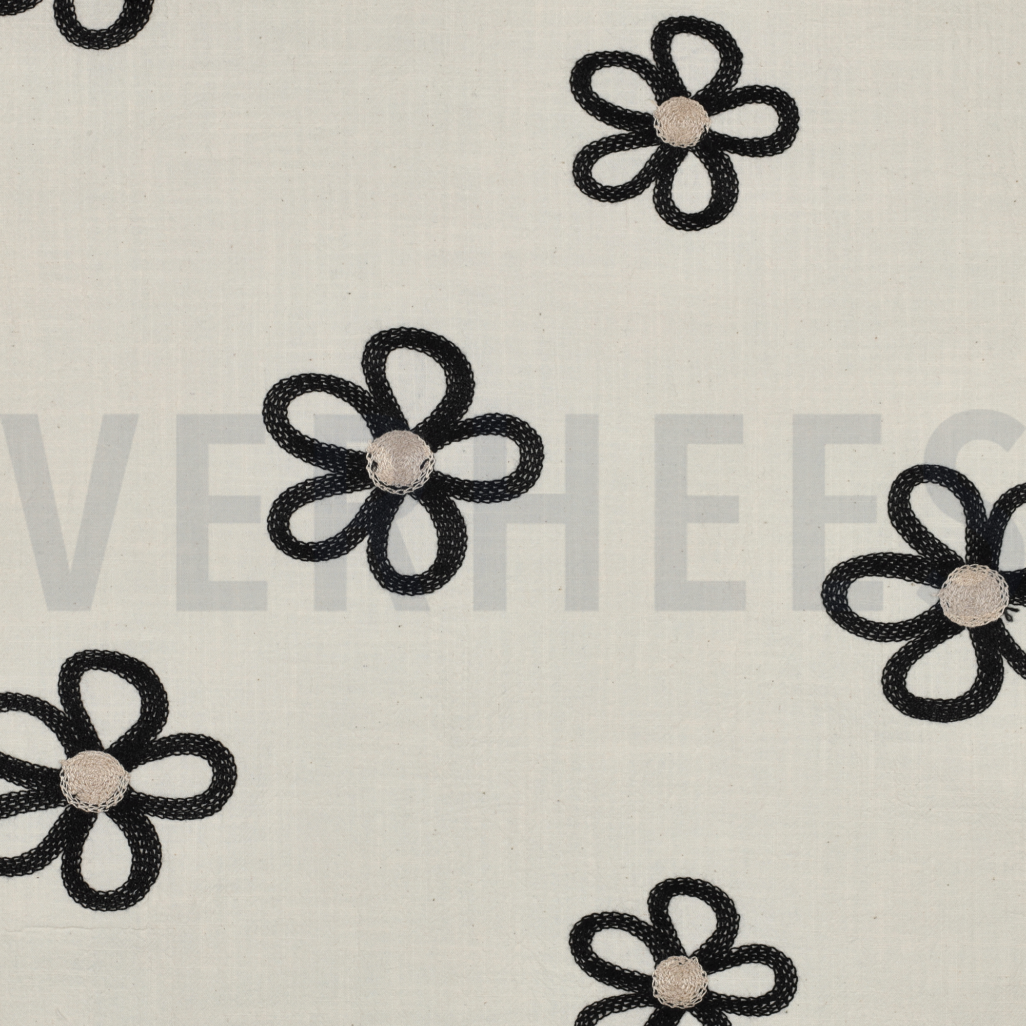 COTTON CRINKLE EMBROIDERY FLOWERS BLACK (high resolution)