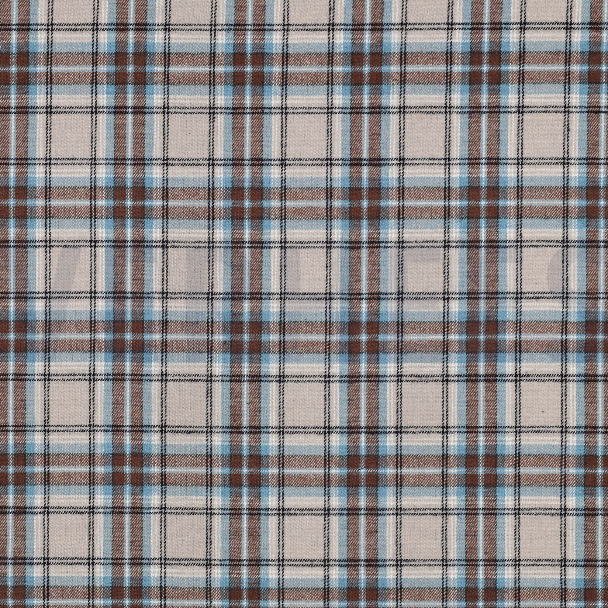 BAUMWOLLE GARNGEFÄRBT ANGERAUT KAROS BEIGE (high resolution)