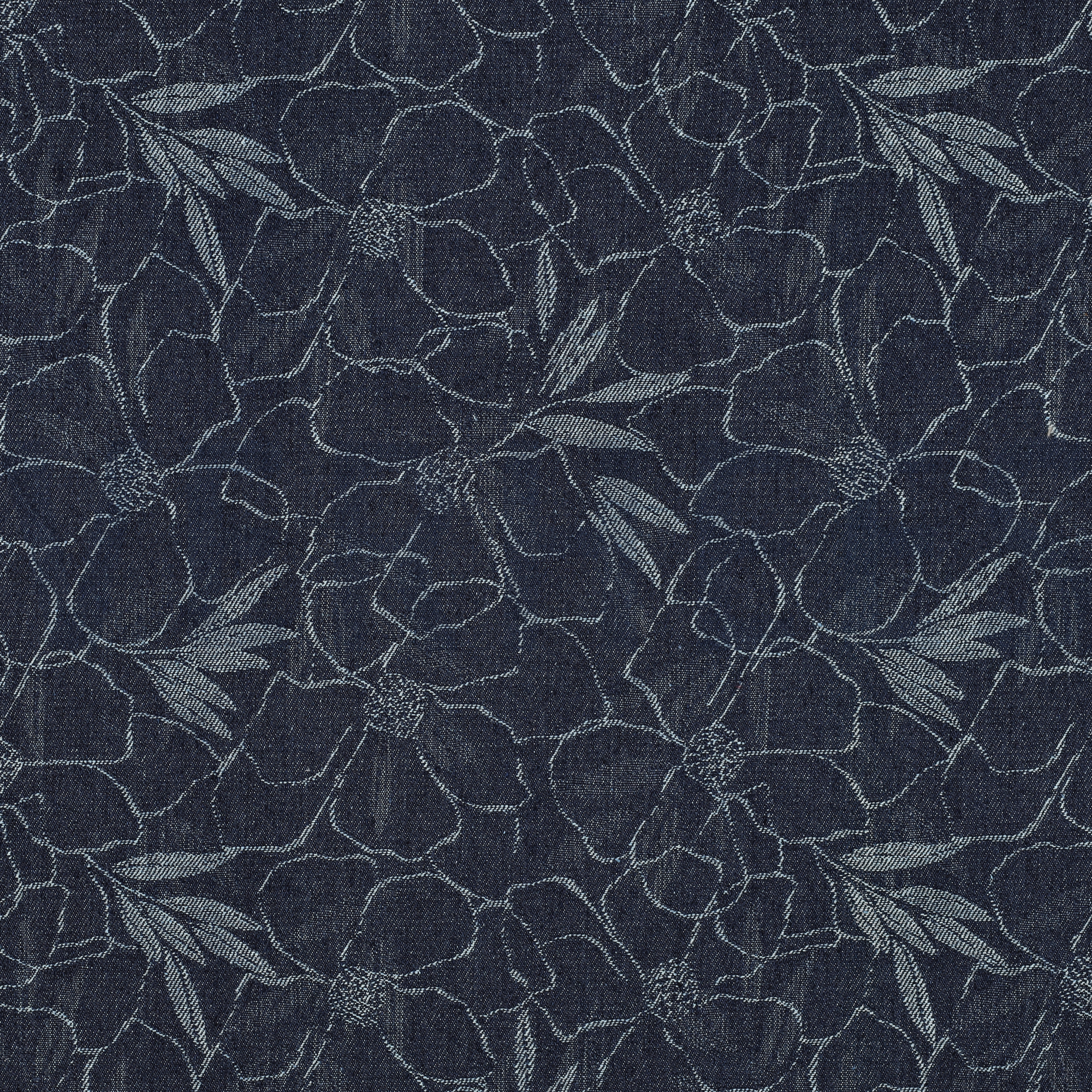 DENIM JACQUARD BLUMEN JEANSBLAU (high resolution)