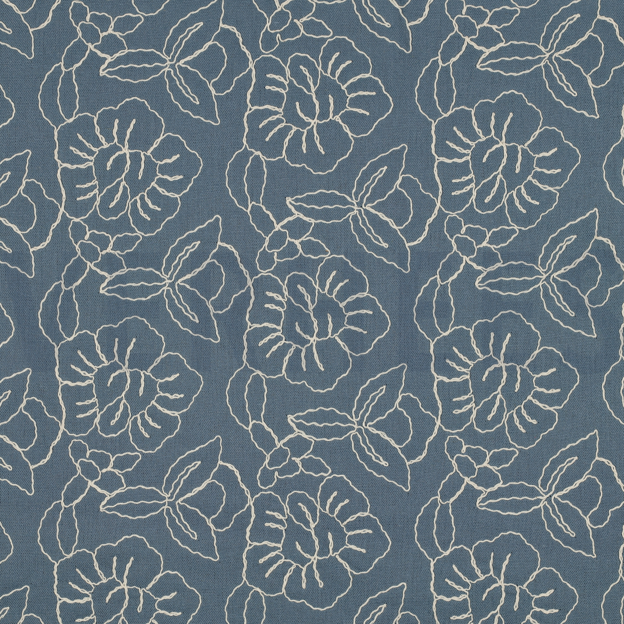 LINNEN VISCOSE EMBROIDERY BLOEMEN OUDBLAUW (high resolution)