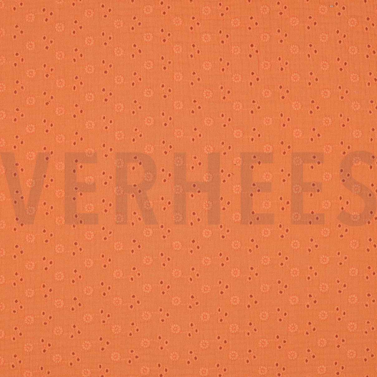 DOUBLE GAUZE EMBROIDERY BLOEMEN ORANJE (high resolution)