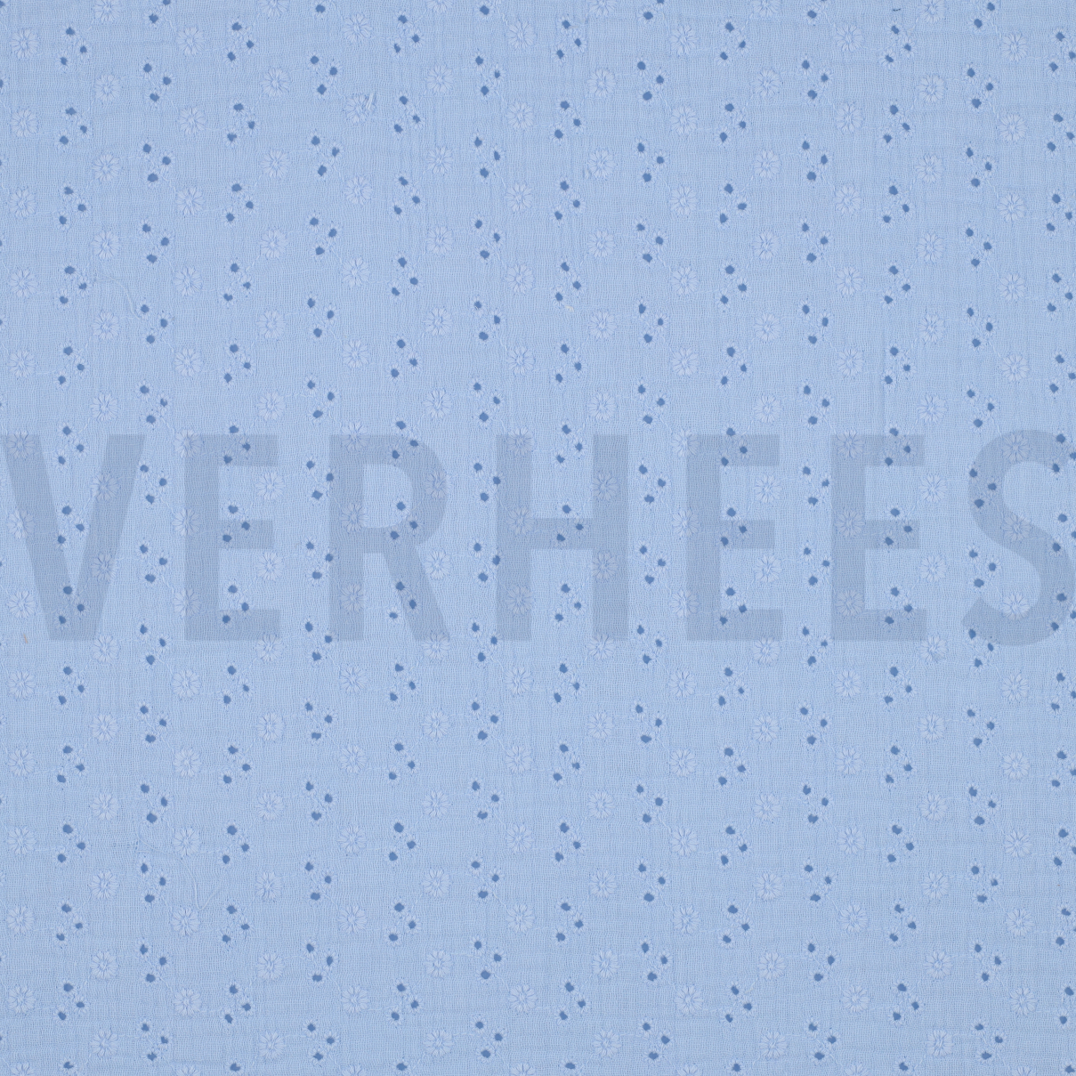 DOUBLE GAUZE EMBROIDERY BLOEMEN LICHTBLAUW (high resolution)