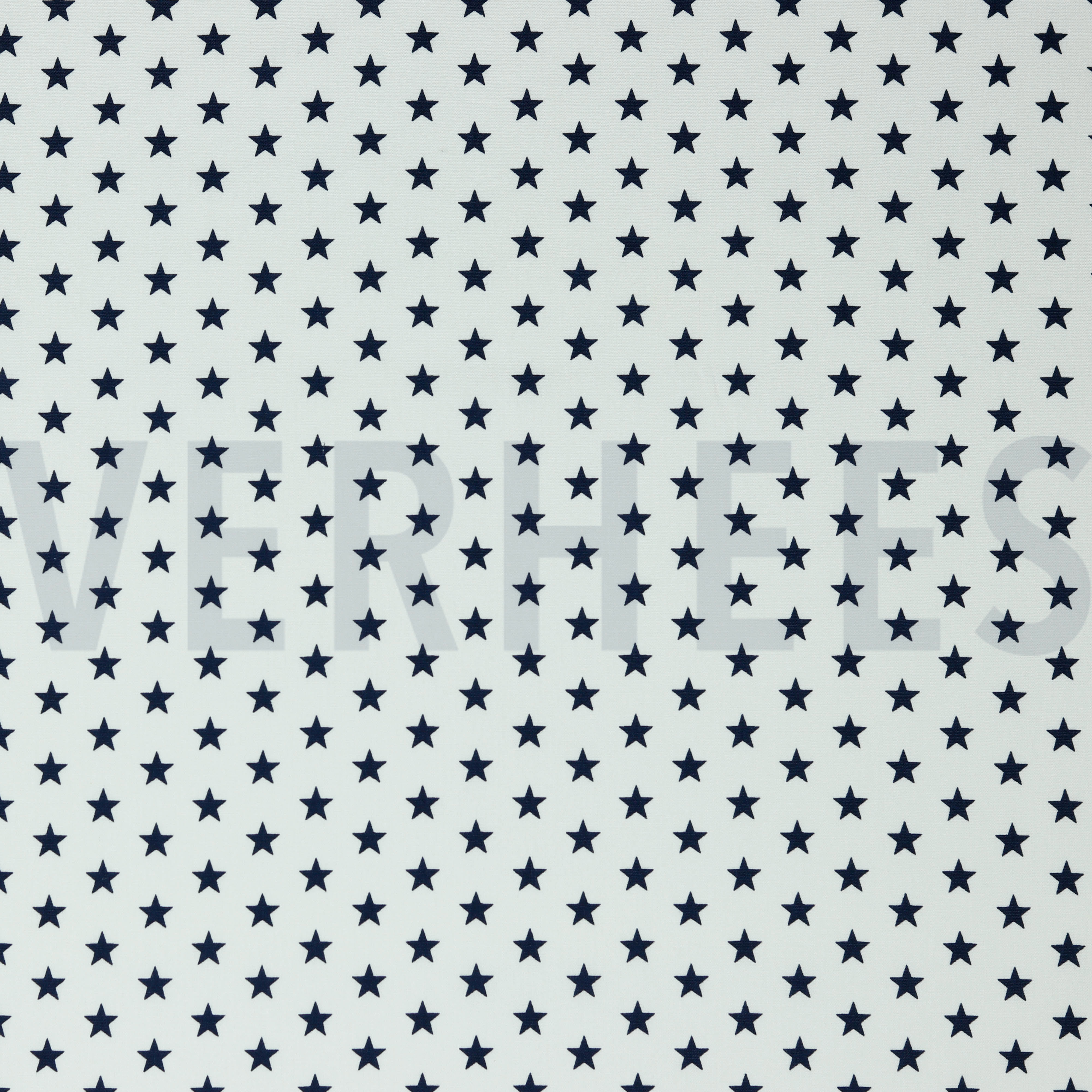 KATOENEN POPLIN KLEINE STERREN WIT/DONKERBLAUW (high resolution)