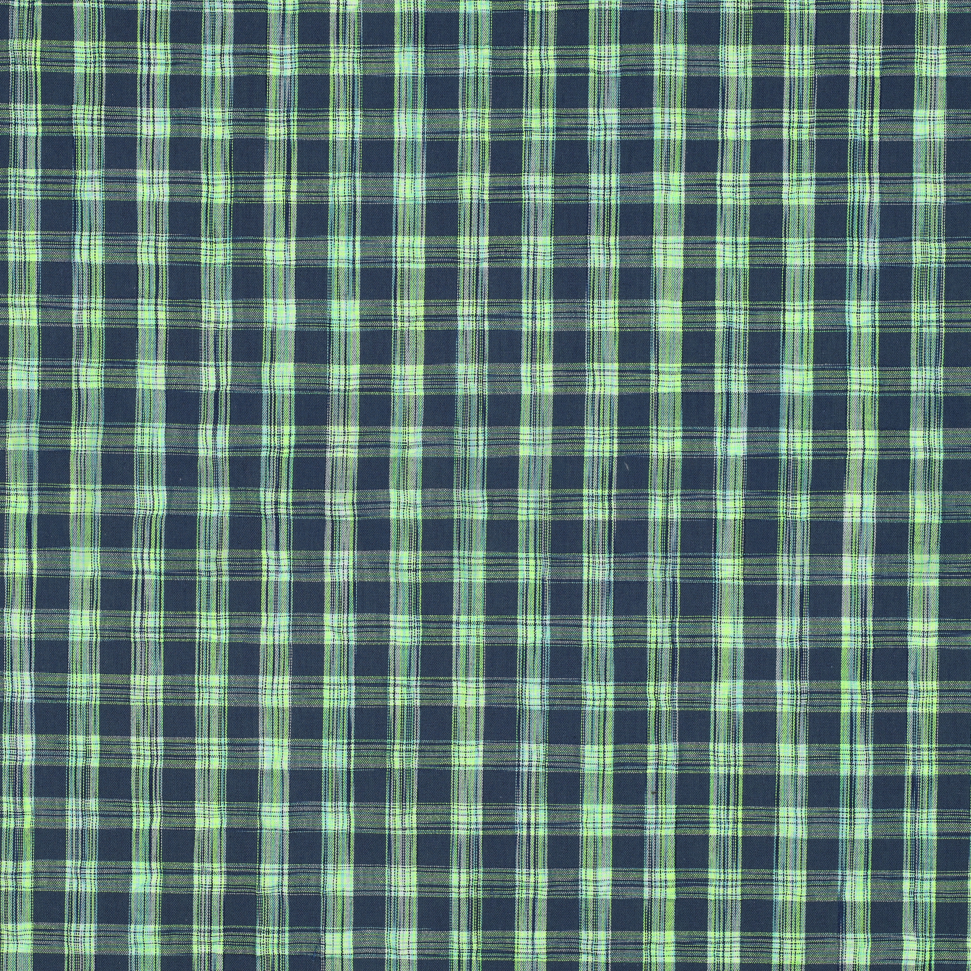 KATOEN GARENGEVERFD RUITEN NEON GROEN NEON/BLAUW (high resolution)