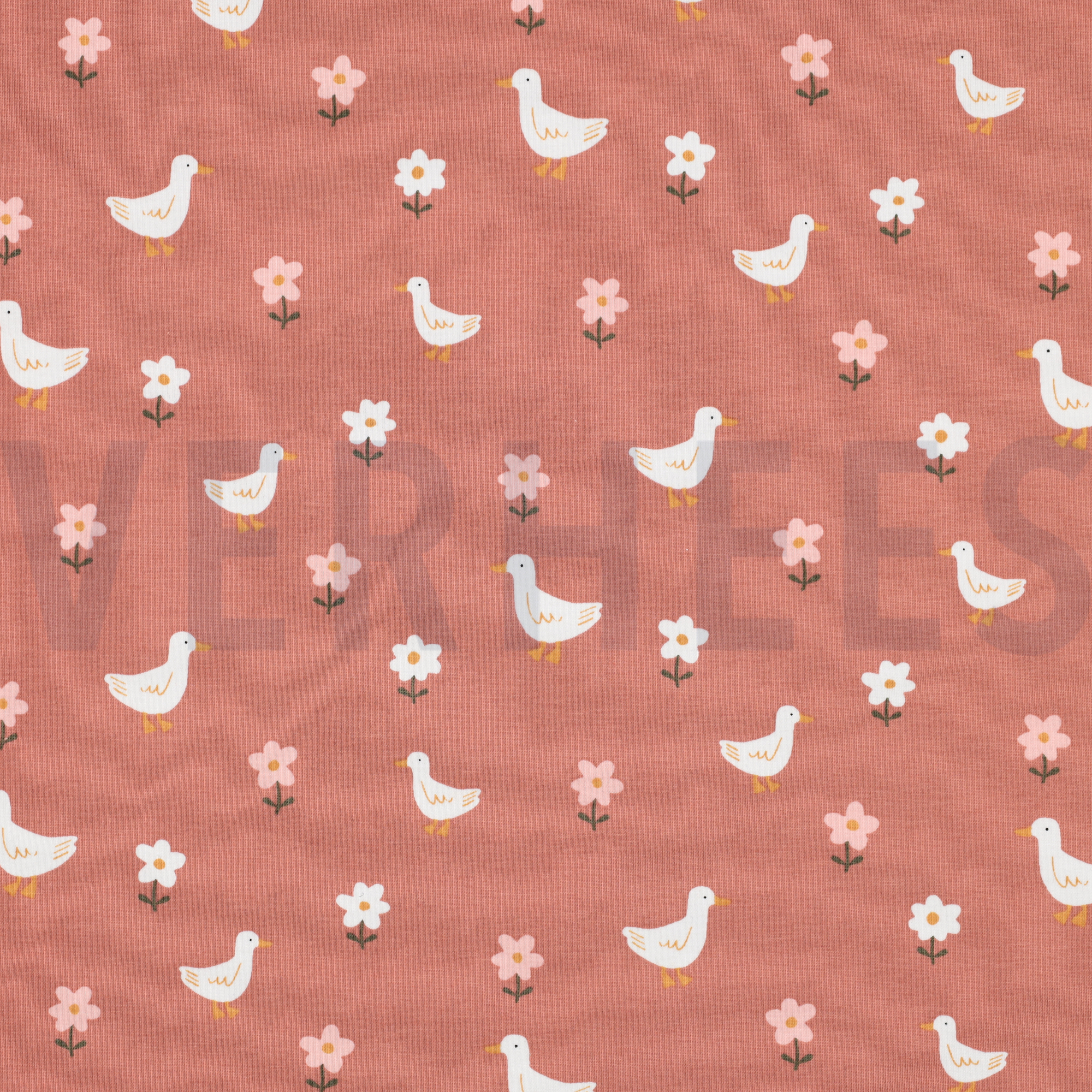 JERSEY GOTS ENTEN UND BLUMEN ROSA (high resolution)