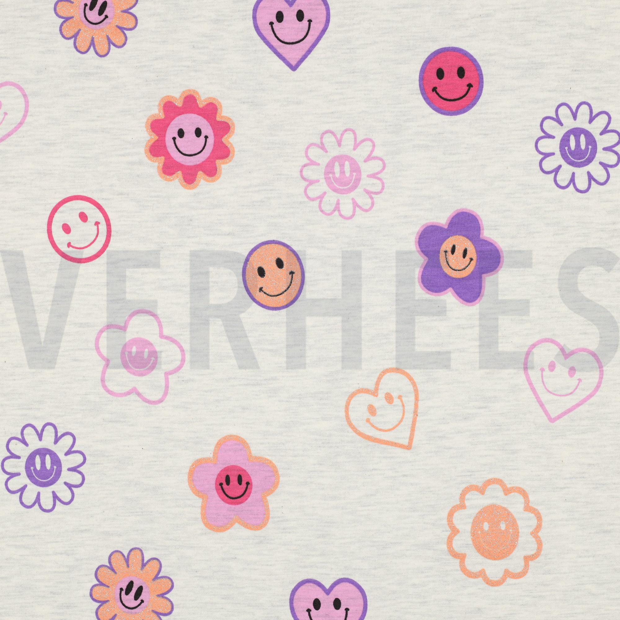 JERSEY GEMÊLEERD GLITTER SMILEYS ECRU (high resolution)