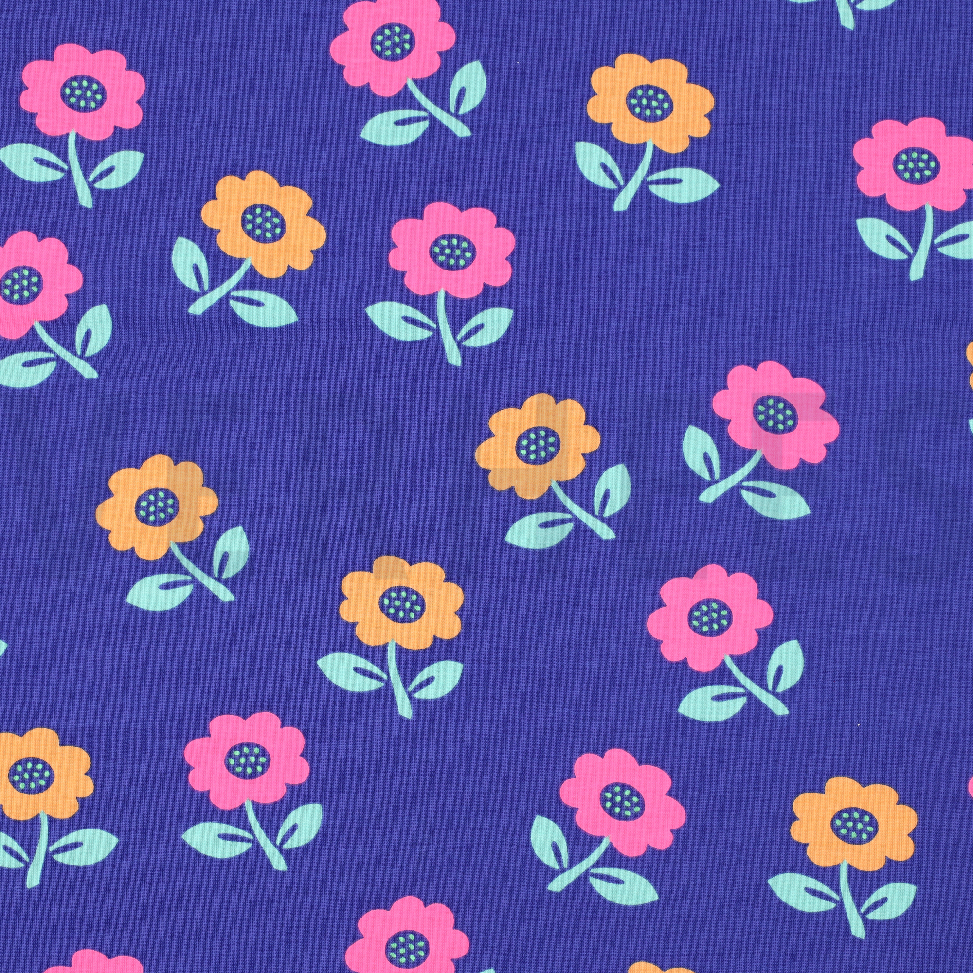 JERSEY NEON FLEURS BLEU COBALT (high resolution)