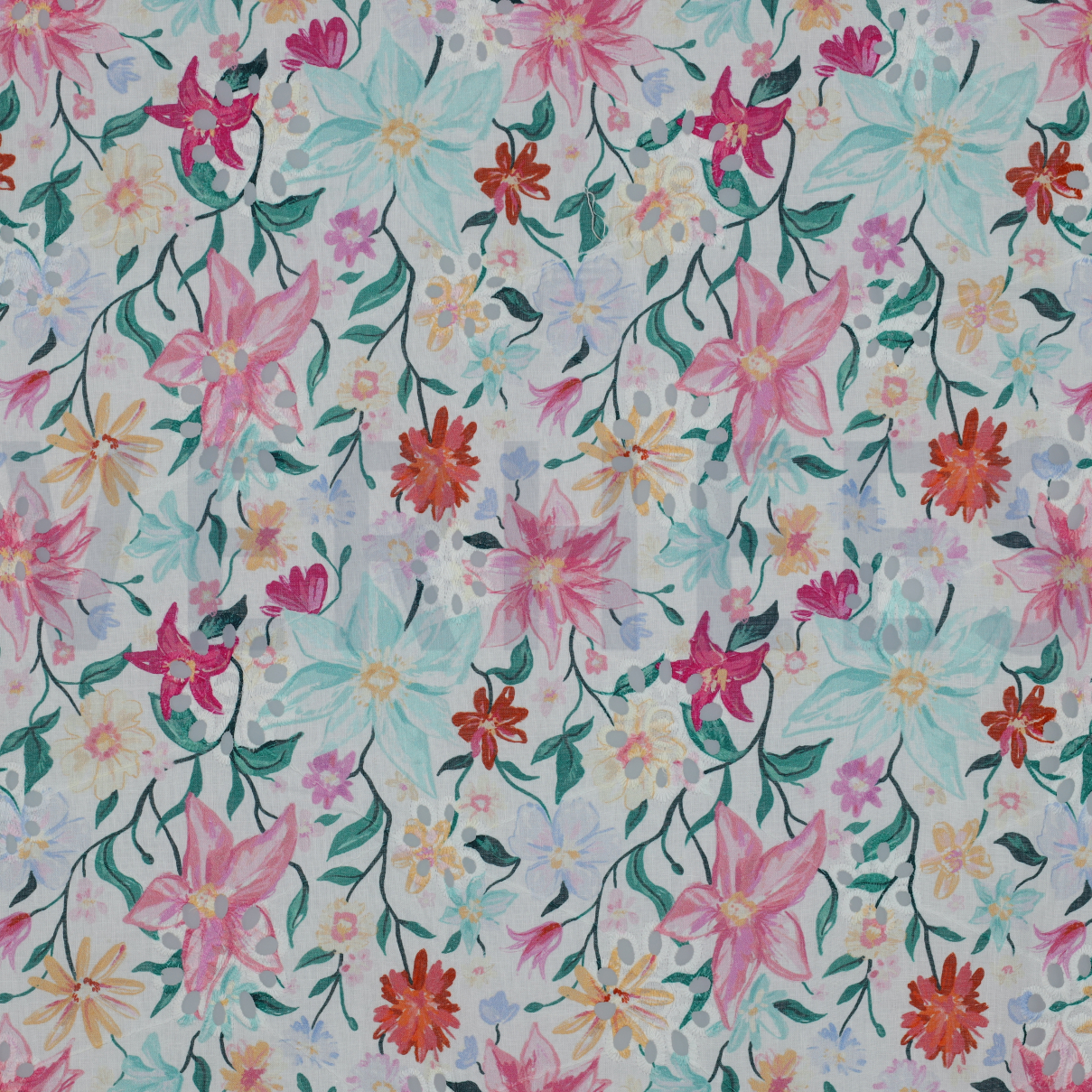 KATOEN EMBROIDERY DIGITAAL BLOEMEN WIT (high resolution)