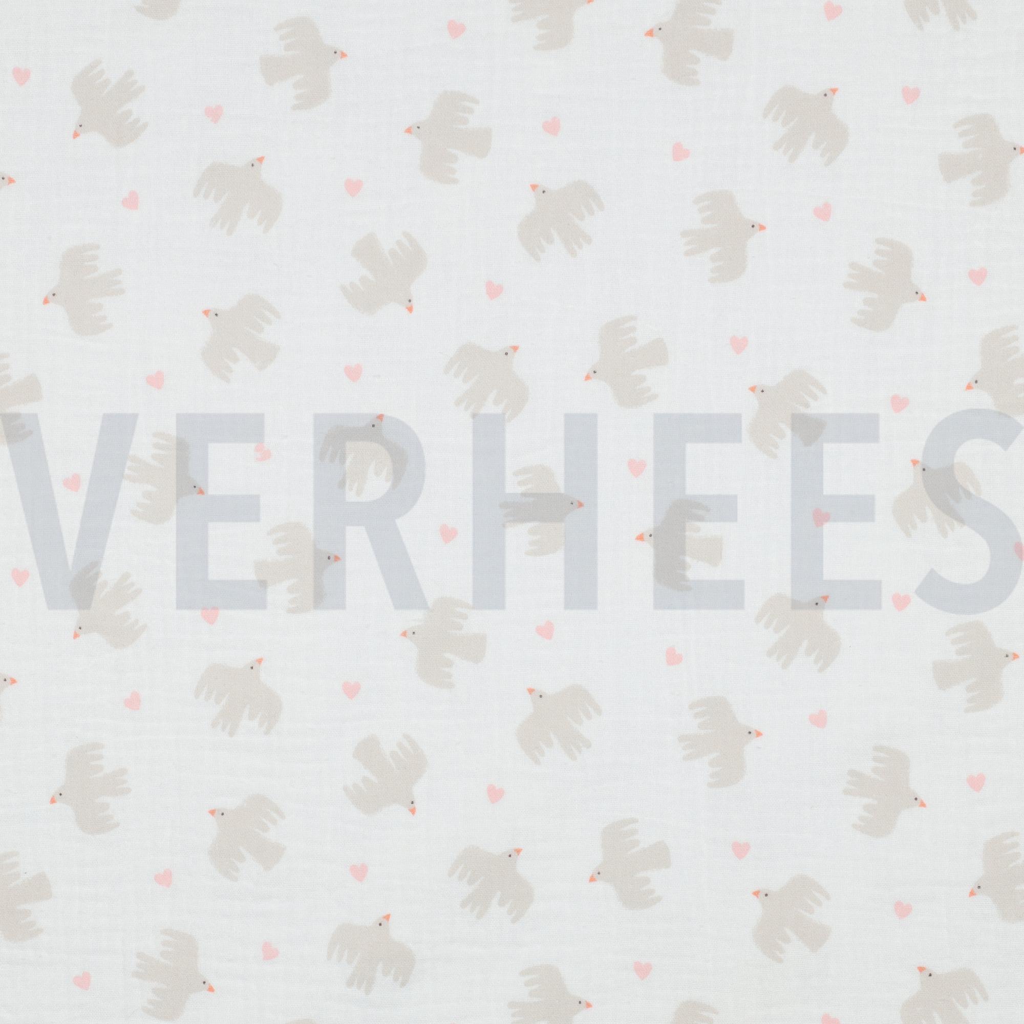 DOUBLE GAUZE GOTS BIRDS WHITE (high resolution)