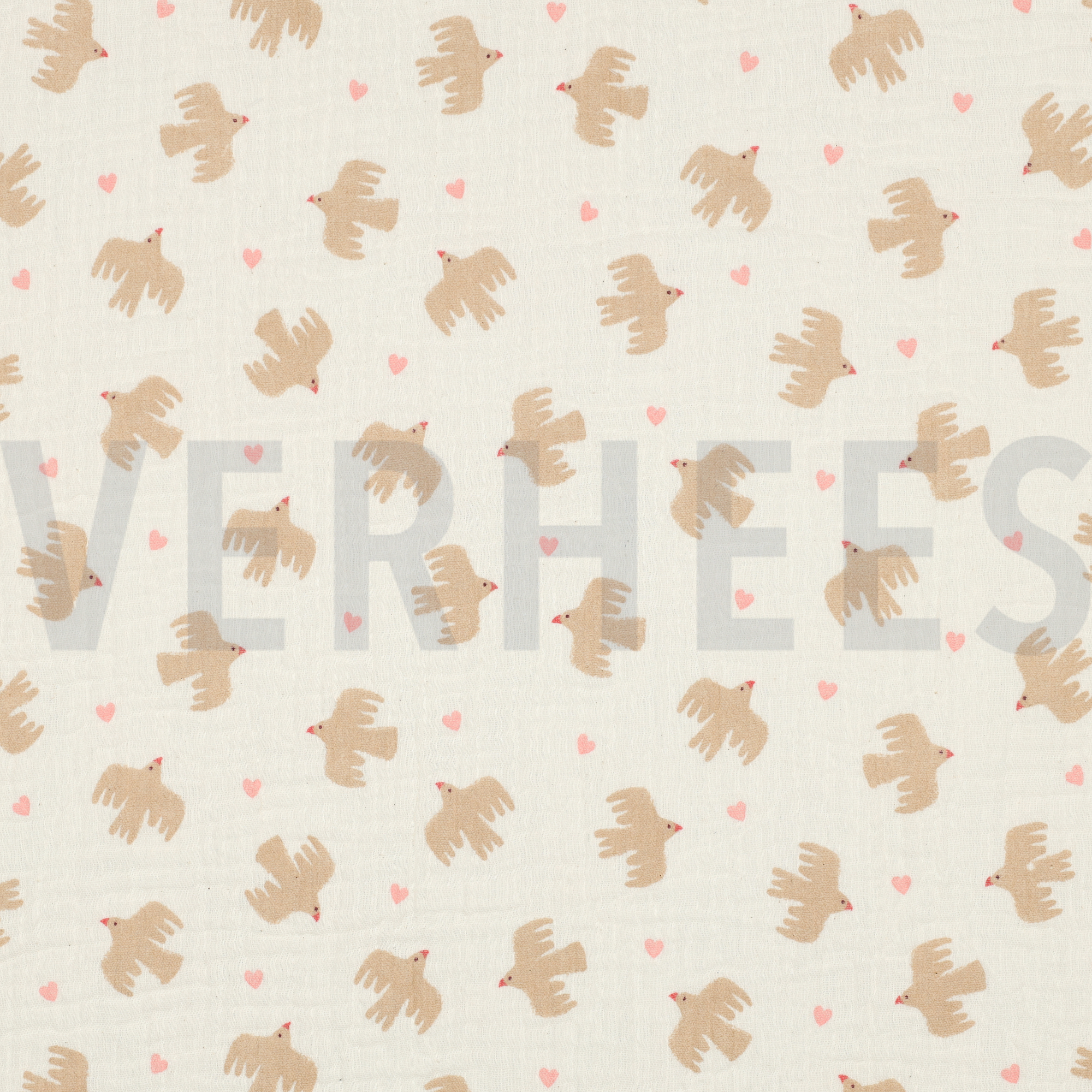 DOUBLE GAUZE GOTS BIRDS NATURAL (high resolution)