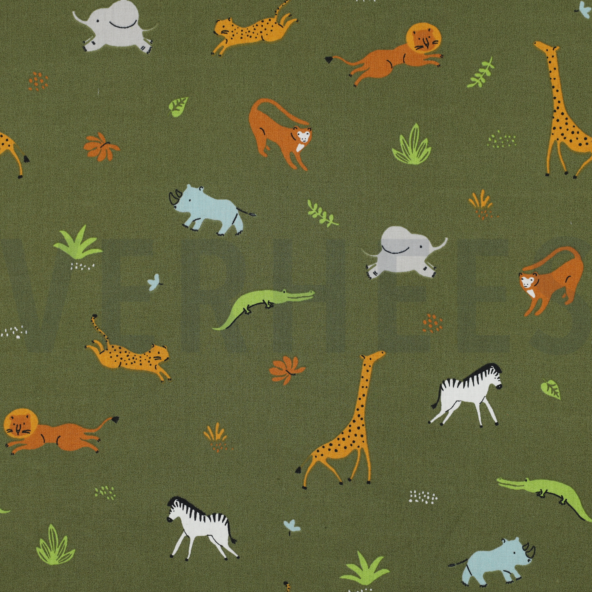 KATOENEN POPLIN GOTS DIEREN LEGERGROEN (high resolution)