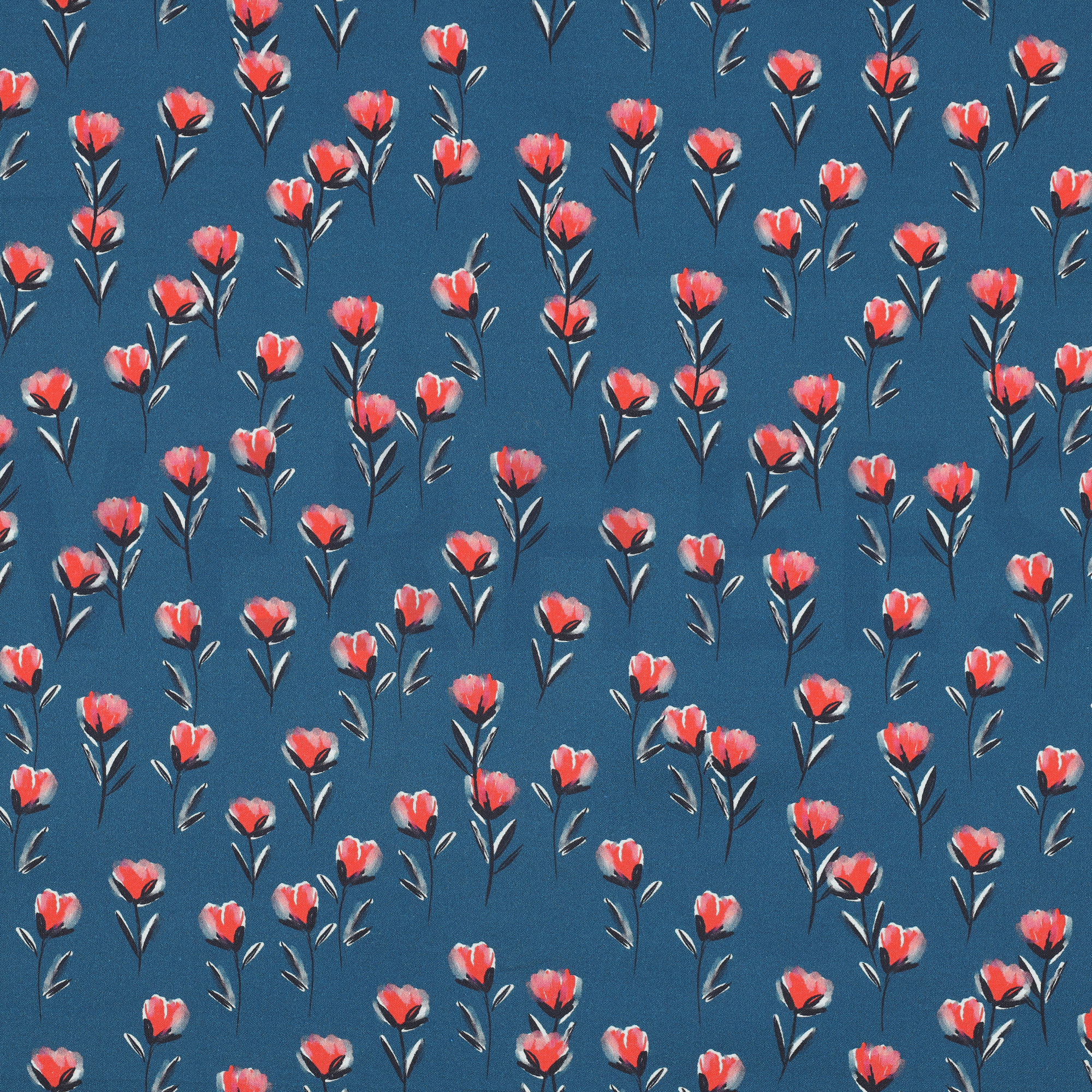 KATOENEN POPLIN DIGITAAL BLOEMEN PETROL (high resolution)