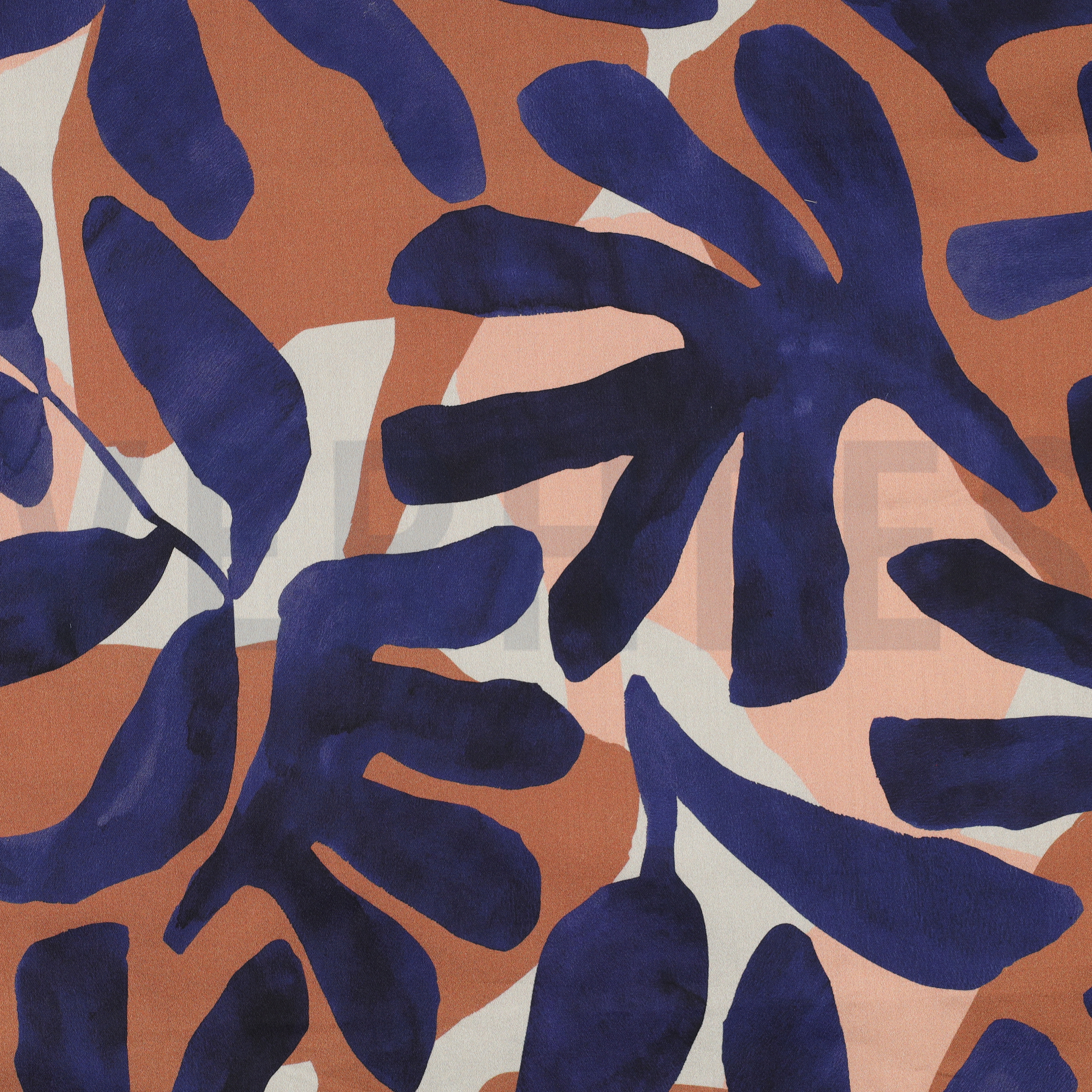 KATOEN SATIJN DIGITAAL BLADEREN BLAUW (high resolution)