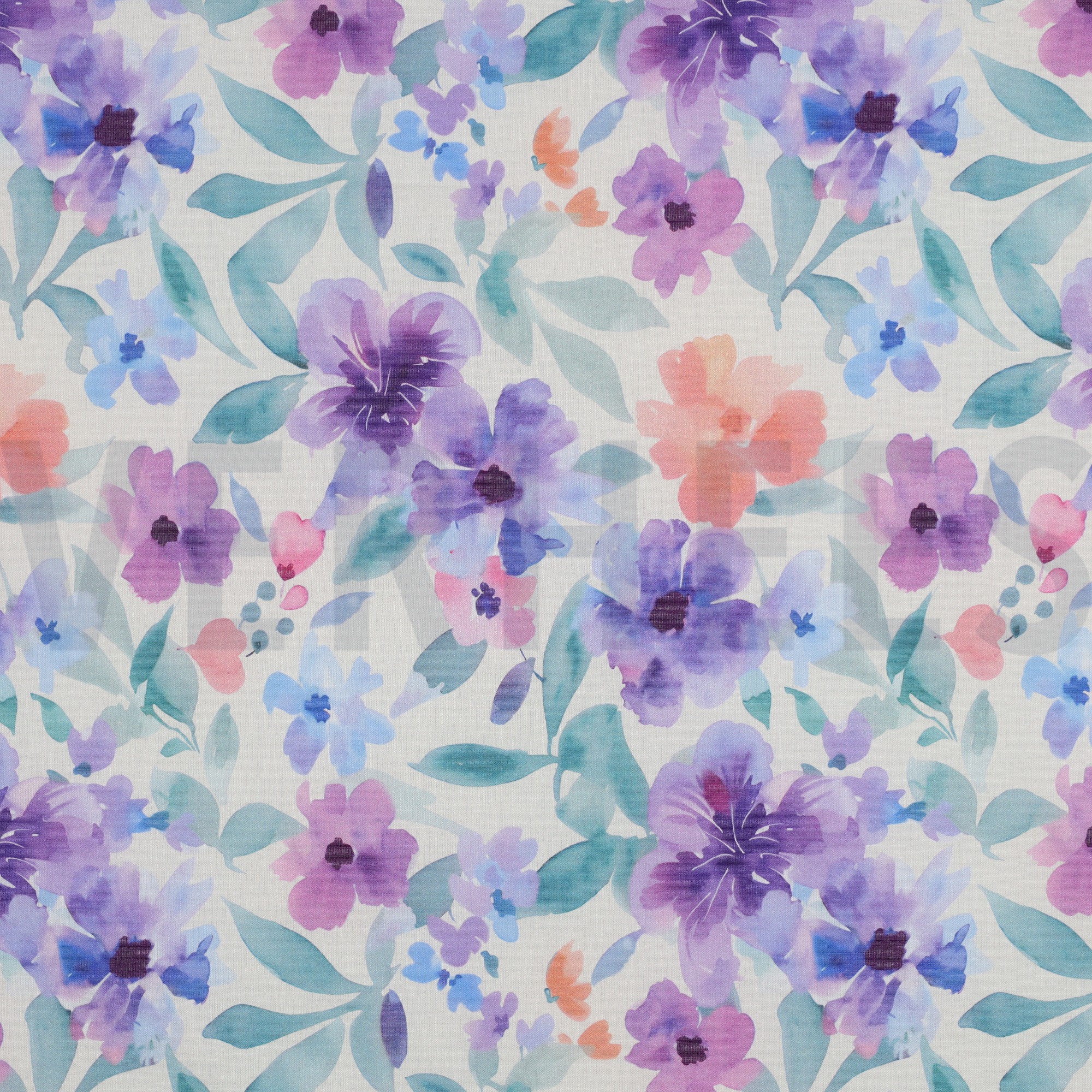BAUMWOLLE VOILE DIGITAL BLUMEN LILA/VIOLETT (high resolution)