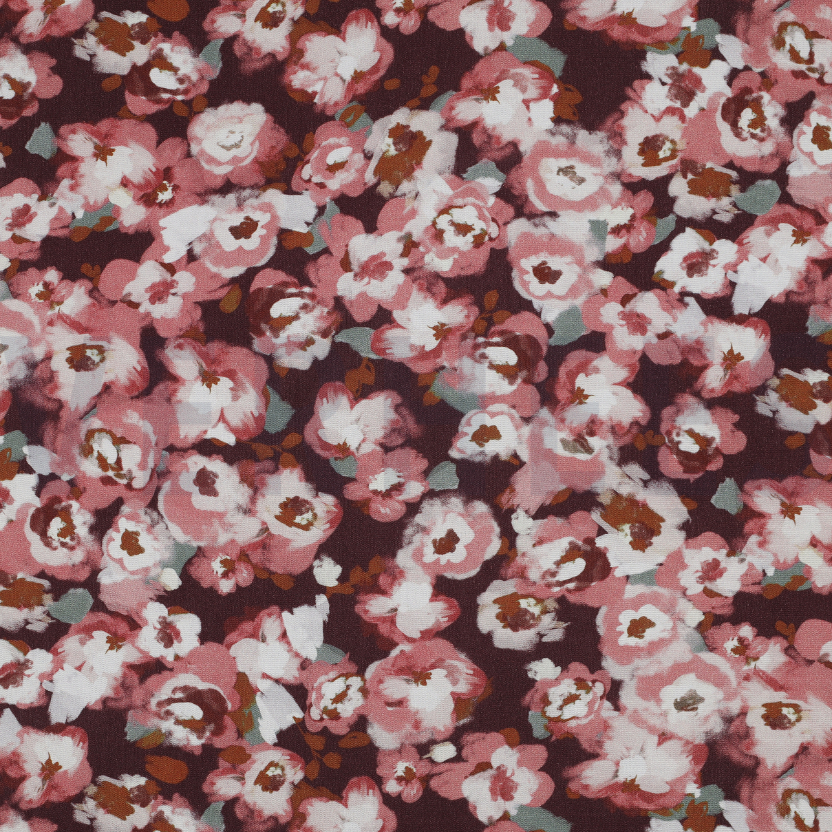 VISCOSE POPLIN STRETCH DIGITAL FLOWERS BURGUNDY (high resolution)