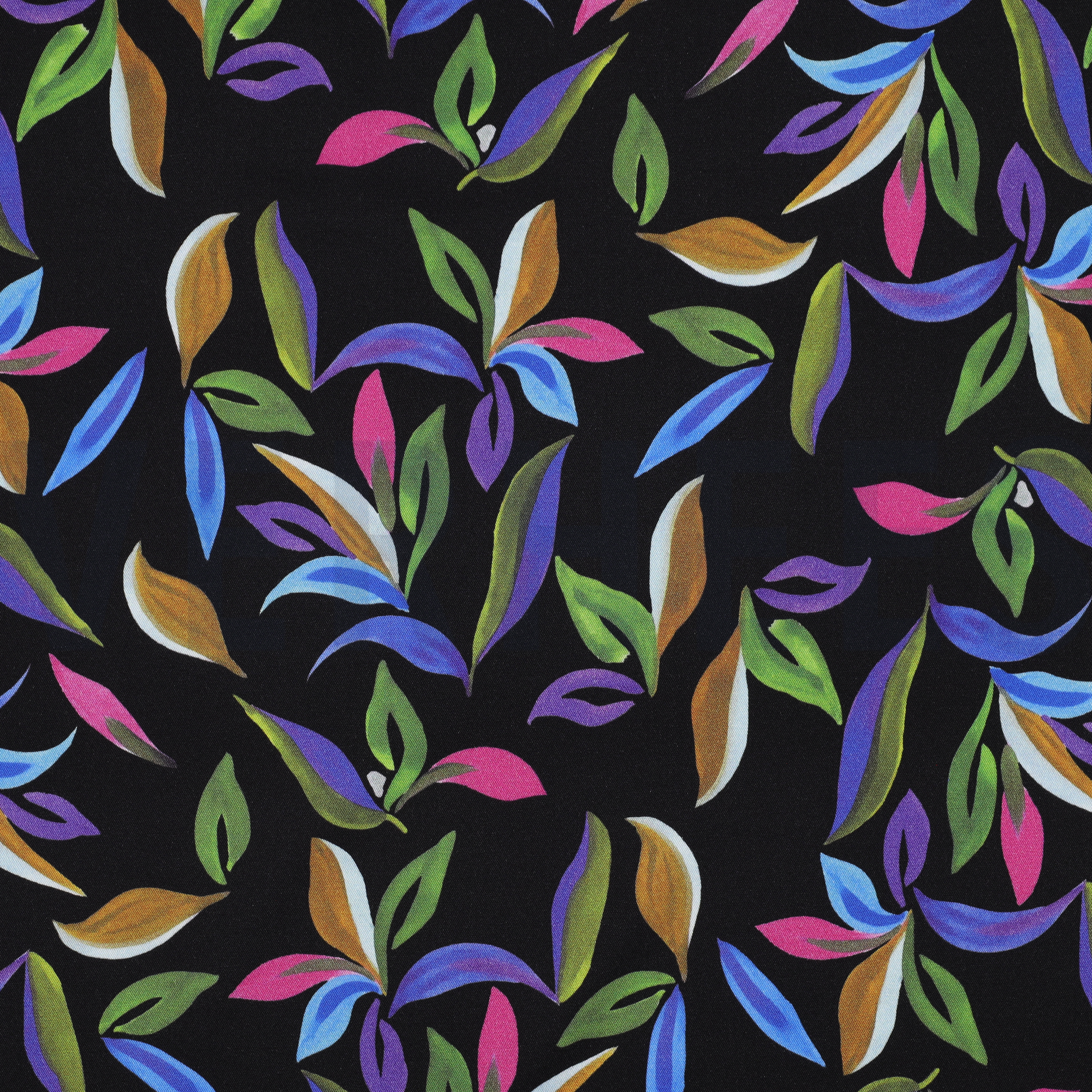 VISCOSE ROSELLA STRETCH DIGITAL LEAVES BLACK (high resolution)