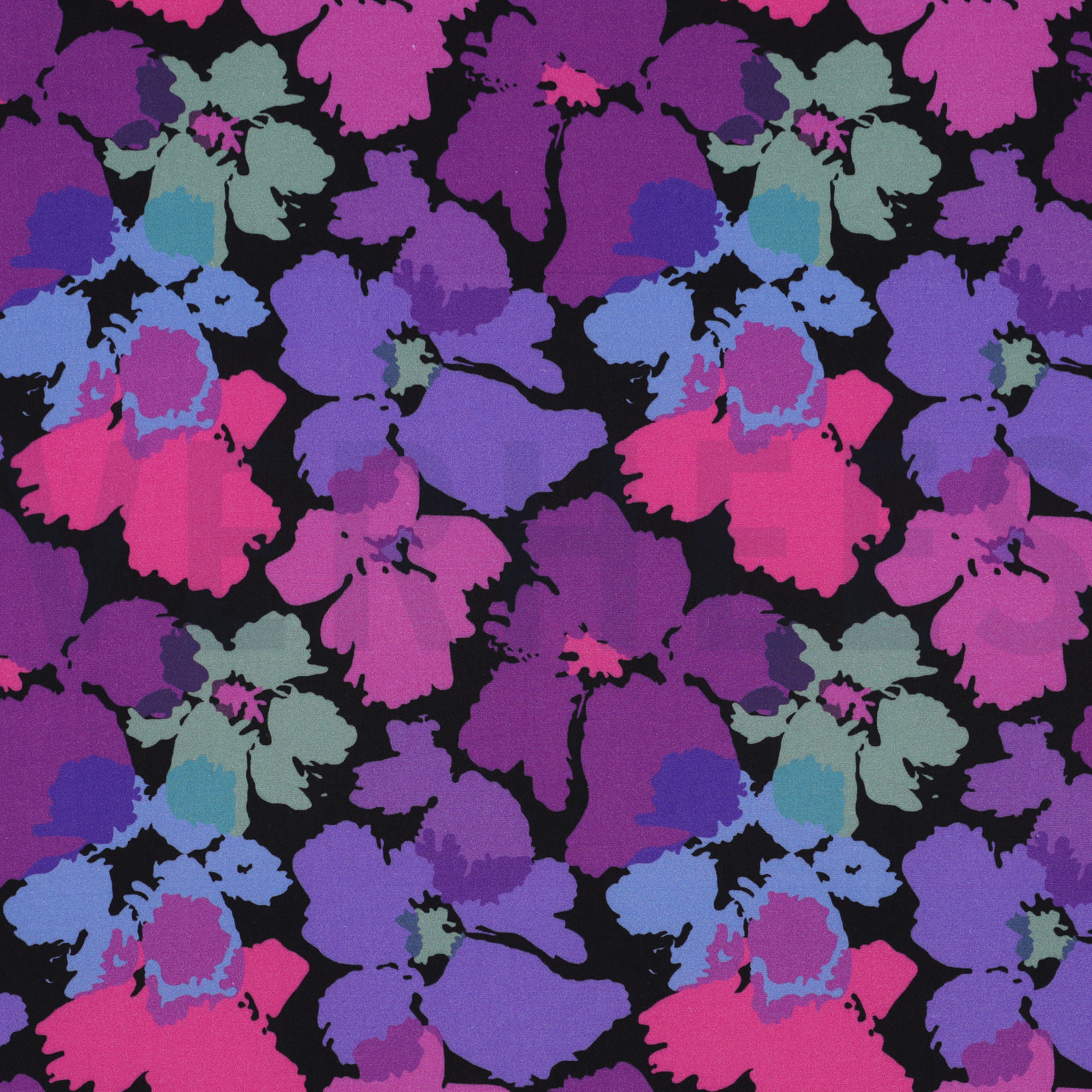 VISCOSE RADIANCE DIGITAL ABSTRAIT FLEURS NOIR (high resolution)