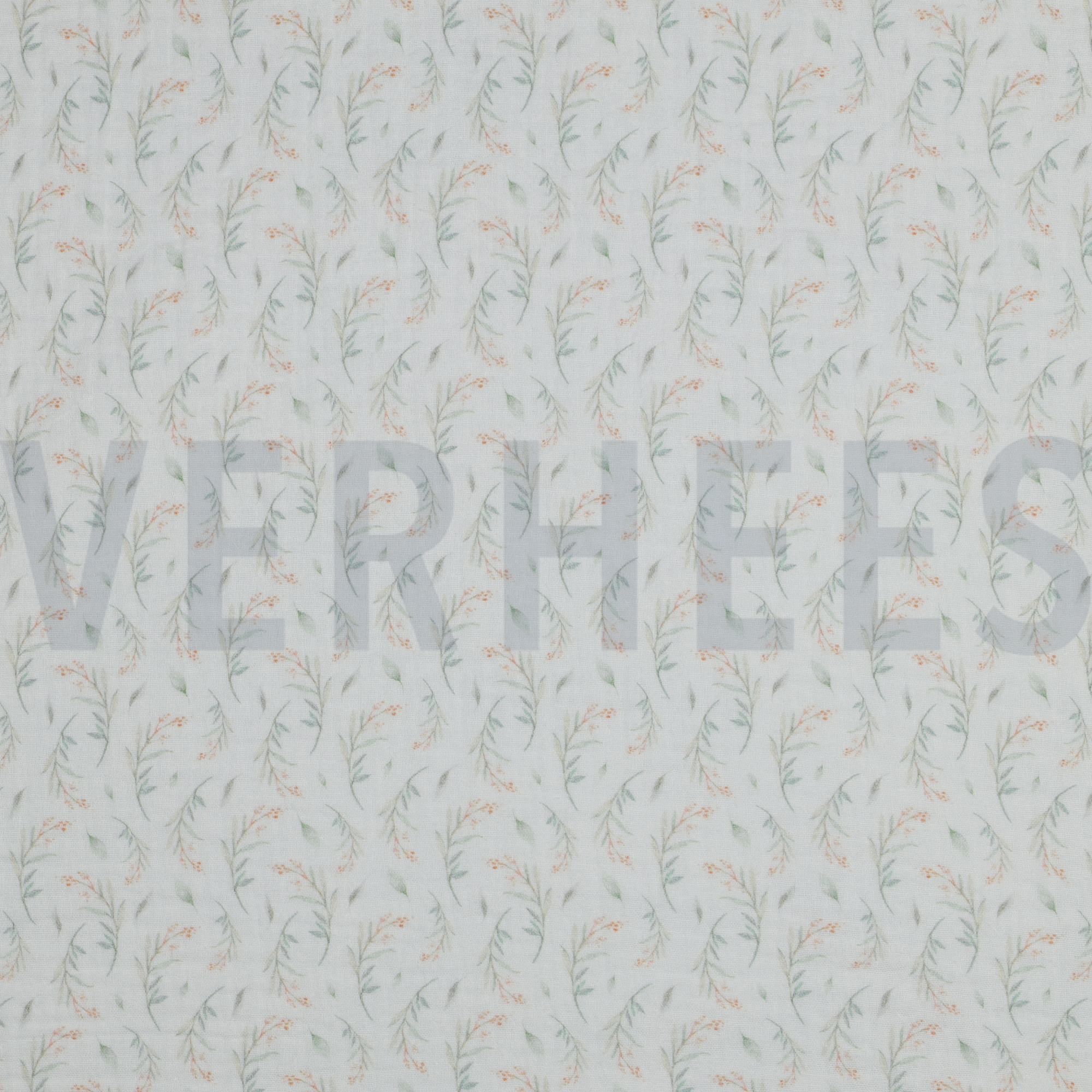 DOUBLE GAUZE DIGITAL LEAVES WHITE (high resolution)