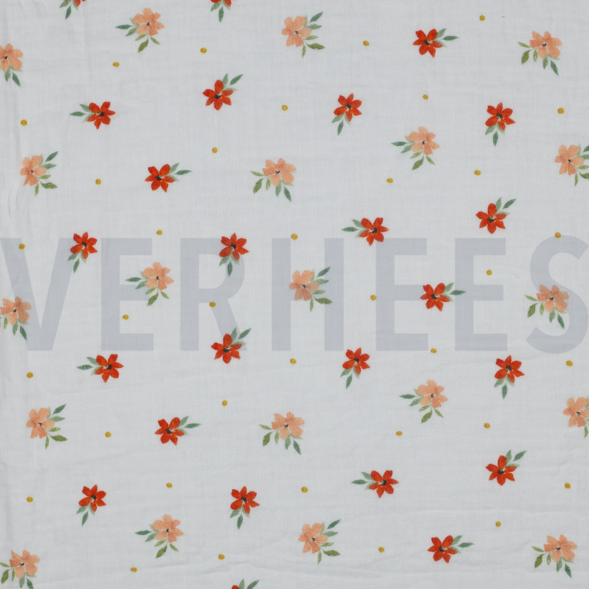 DOUBLE GAZE DE COTON FLEURS ROSE (high resolution)