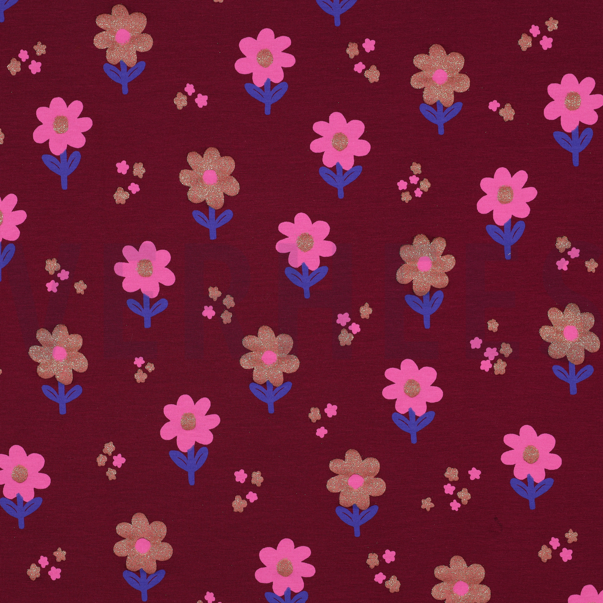 JERSEY GLITTER FLOWERS BURGUNDY (high resolution)