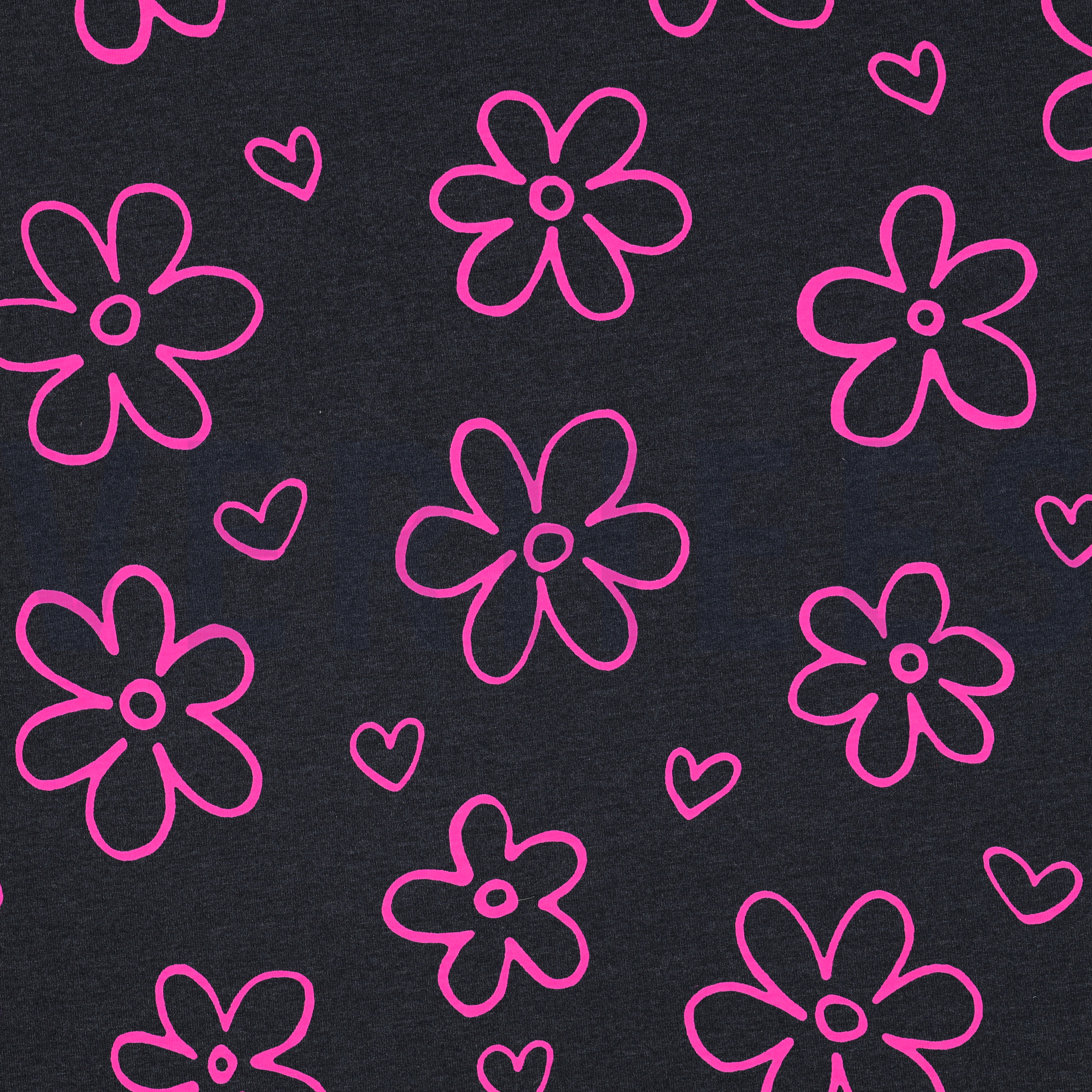 JERSEY MELANGE NEON FLOWERS NAVY (high resolution)