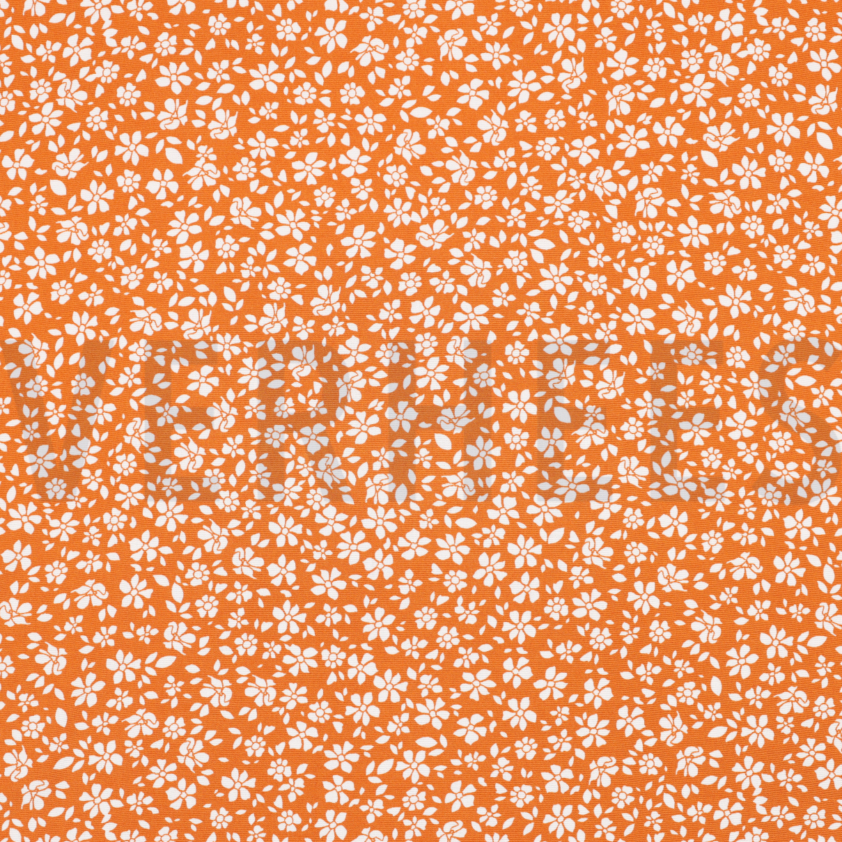 VISKOSE POPELINE STRETCH KLEINE BLUMEN ORANGE (high resolution)