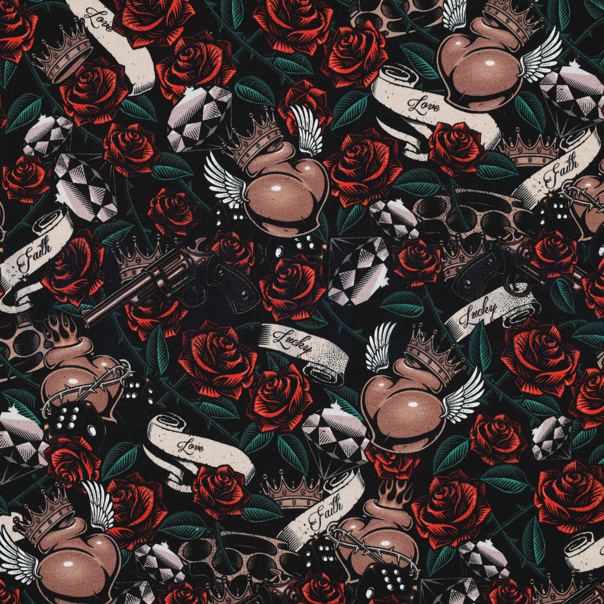 FRENCH TERRY DIGITAL TATTOO BLACK/TAUPE (high resolution)