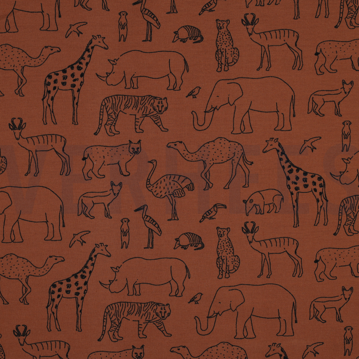 FRENCH TERRY SAFARI DIEREN AMANDEL (high resolution)